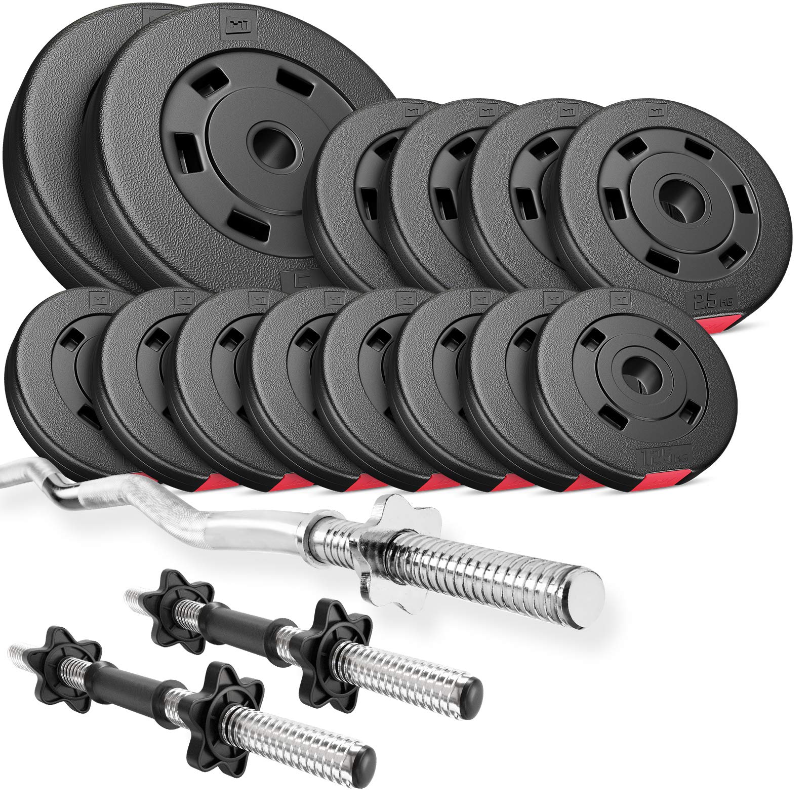 Hop-Sport Zestaw obciążeń bitumicznych 36kg + gryfy, hantle, sztanga