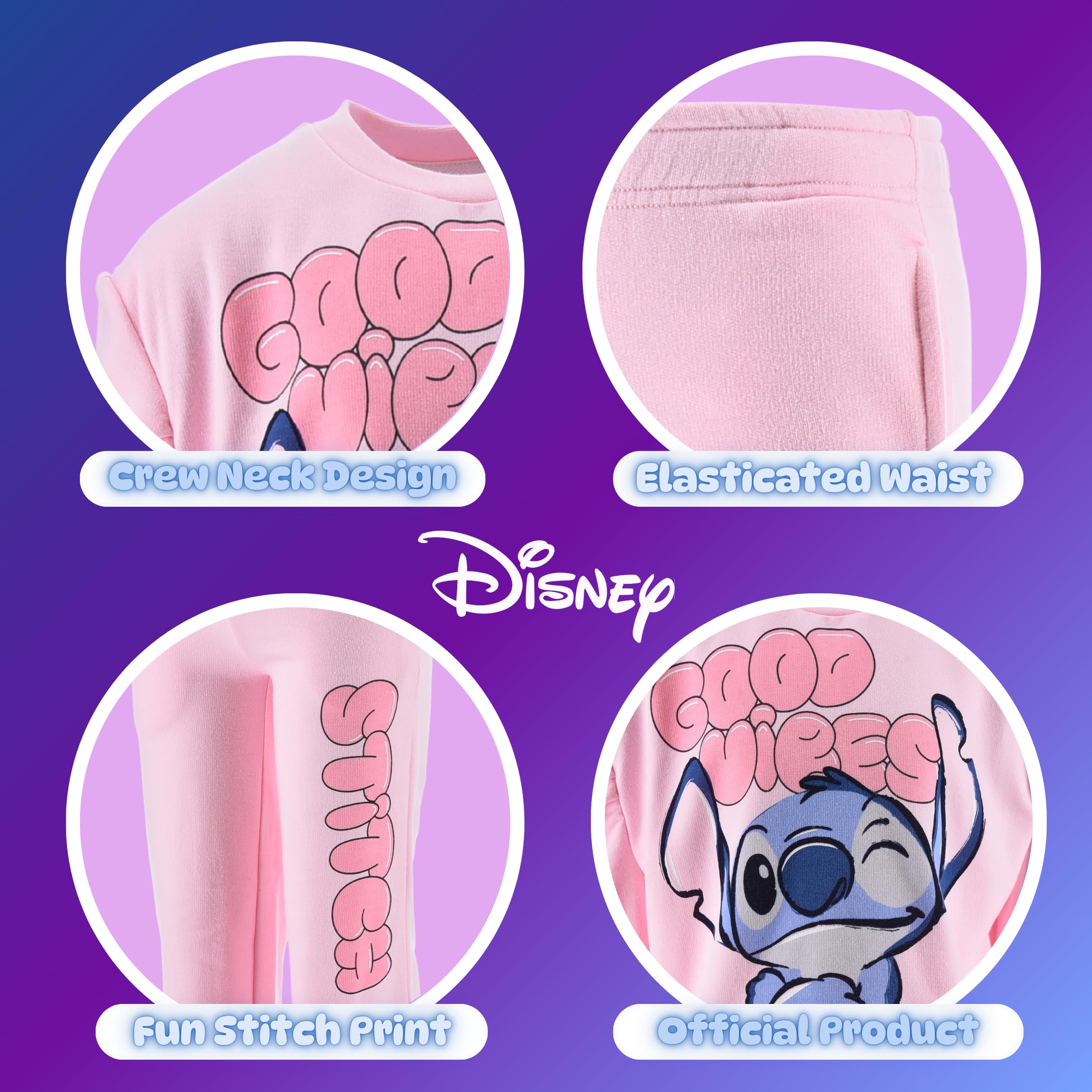 Disney Stitch Camiseta y Pantalon para Niñas, Chandal Conjunto 2 Piezas Sudadera y Pantalon para Niñas, Tallas 3 a 8 Años