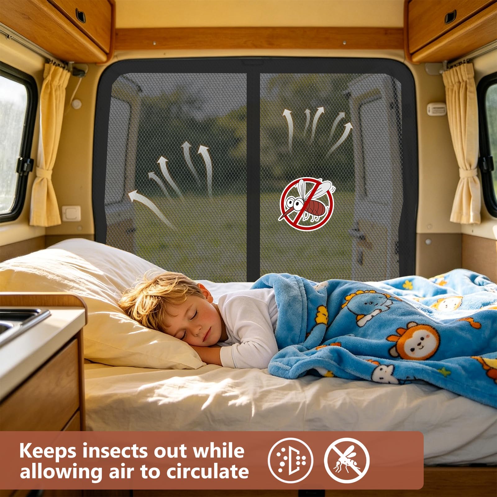 Mallas magnéticas contra insectos para furgonetas puerta lateral, mosquitera para Mercedes-Benz Vito, Ford Transit Custom, Opel/Vauxhall Vivaro camping protección solar para coche (200x170cm)