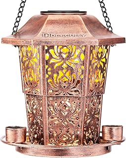 DesGully Solar Bird Feeders for Outdoors Hanging - Premium Grade Metal Bird Feeder, Chew-Proof, Weather and Water Resistant Wild Bird feeders, Outside and Garden Decoration