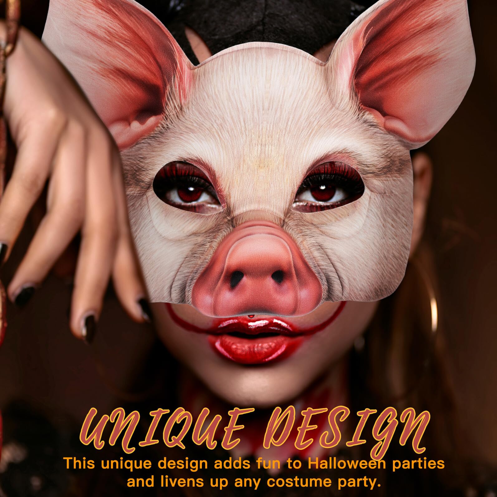LABRIMP Masque de Cochon Adulte en Eva Réutilisable, Demi-masque Animal Réaliste pour Fête D’halloween, Bal Masqué et Cosplay – Accessoire de Déguisement Léger pour Événements Costumés