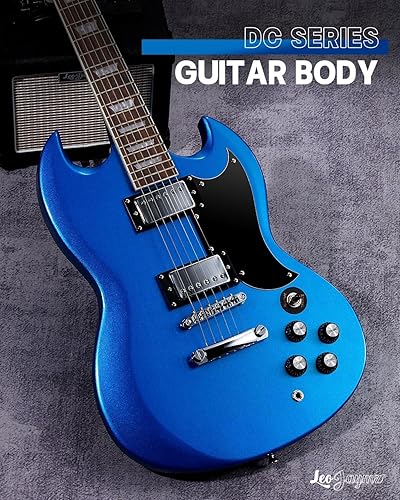 Vista 33 de Leo Jaymz Guitarra eléctrica de cuerpo sólido de 39 pulgadas, cuerpo de madera de álamo, cuello de arce y diapasón de madera de laurel (negro)