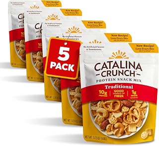 Catalina Crunch Protein Snack Mix | 10g Protein, 1g Sugar per Serving | Good Source of Fiber, Keto, Gluten Free | Traditional, 5.25 Ounce Bag (Pack of 5) - Packaging May Vary