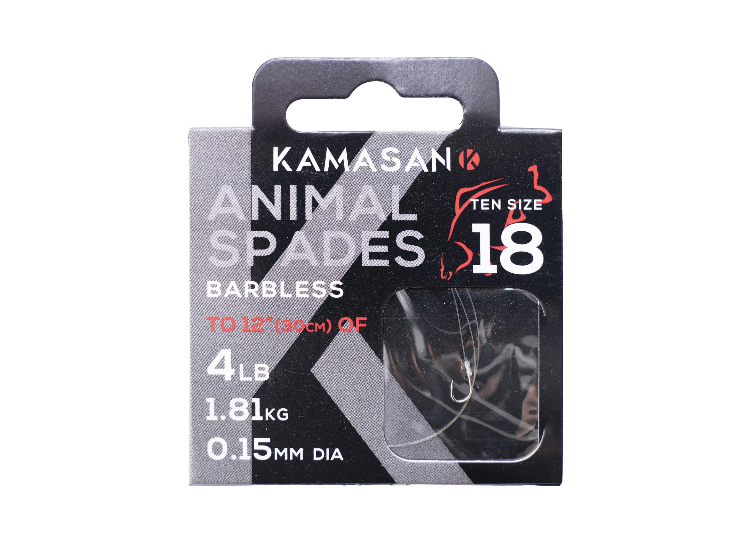 Kamasan Animal Barbless Spade Fishing Hooks to Nylon (Size 18)