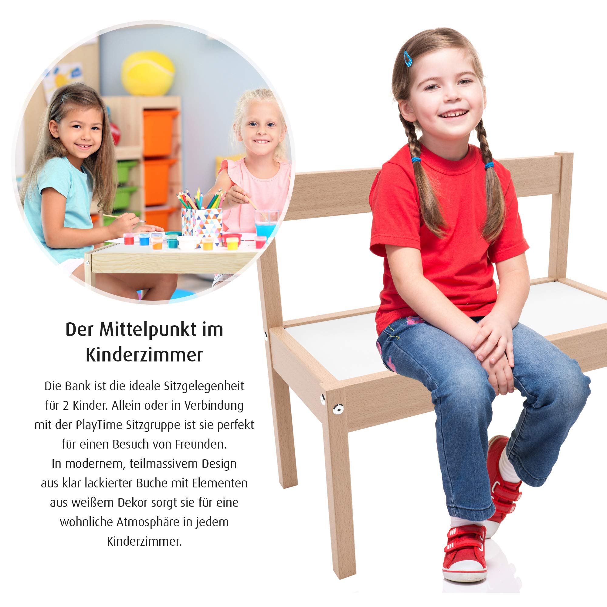 reer Playtime Kindersitzbank - Die Sitzbank fürs Kinderzimmer, Weiß