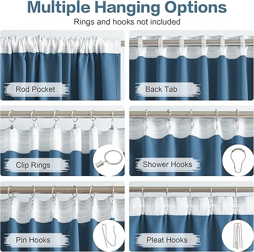Miniatura 3 de DUALIFE - Cortinas blackout de 10 pies de largo para techo alto, con trabillas traseras, aislamiento térmico y bolsillo para cortinero, para sala de