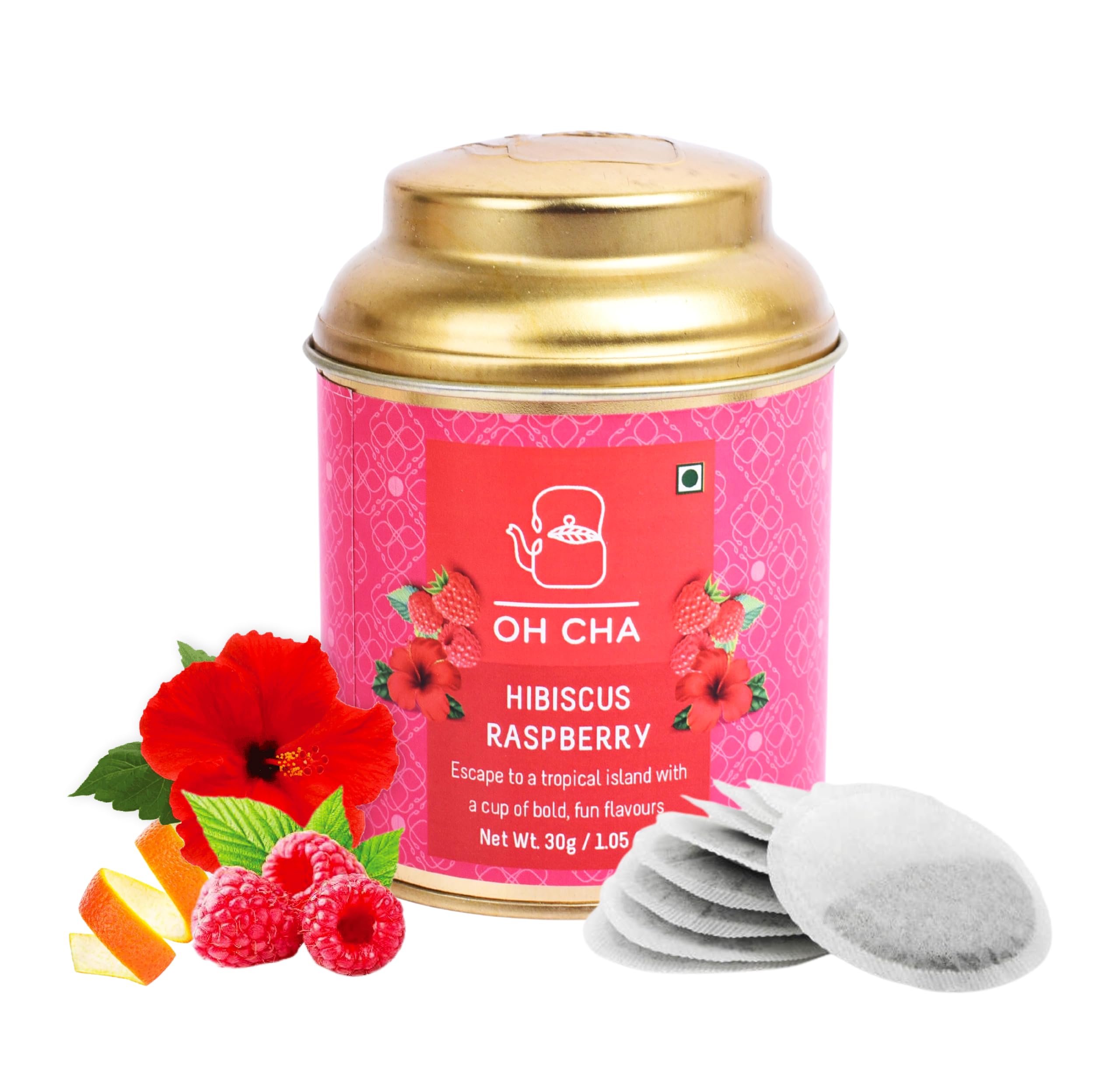 OH CHA - Hibiscus Tea Bags | 100% Natural Eco Friendly Round Tea Bags, 15pcs | Skin and Hair Natural Care Tea, Antioxidant, Rich in Vitamin C | Caffeine Free Herbal Tea for Fatty Liver | Liver Detox (B0D1CRMLZ3) Amazon Price History, Amazon Price Tracker