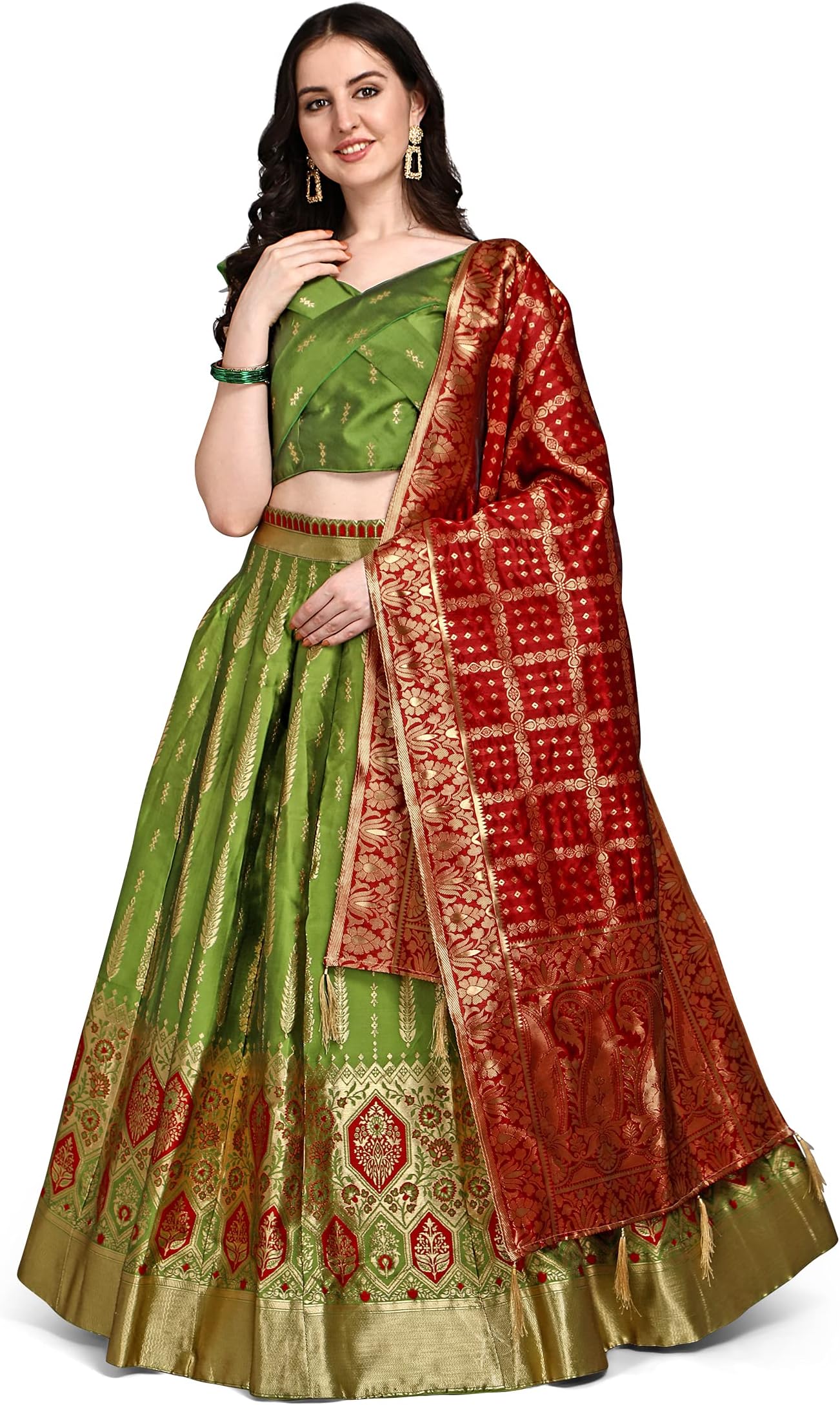 Women's Faux Silk Semi-Stitched Lehenga Choli