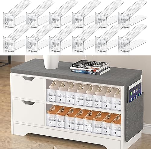 Miniatura 9 de Organizador de ranuras para zapatos para armario, paquete de 6 apiladores de zapatos, organizador de estante para zapatos para armario, ahorrador