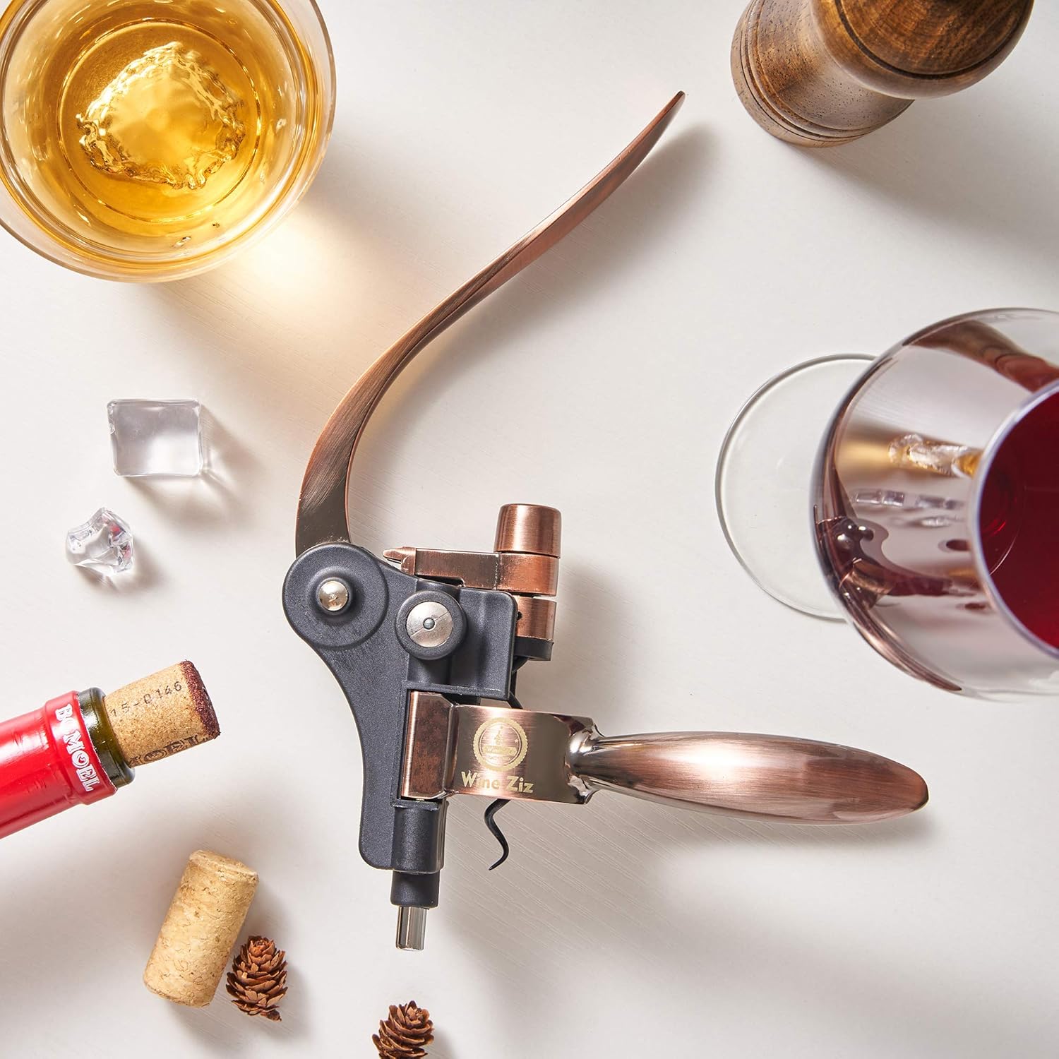 Wine Ziz Black Screwpull Lever Corkscrew Wine Bottle Opener Set with