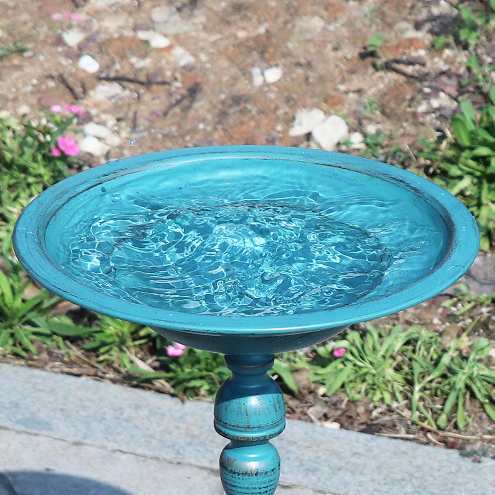 Vogeltränke aus Gusseisen, 67 x 32 cm (H x B). Vogeltränke aus Metall, für Garten, Hof, Dekoration, Blau