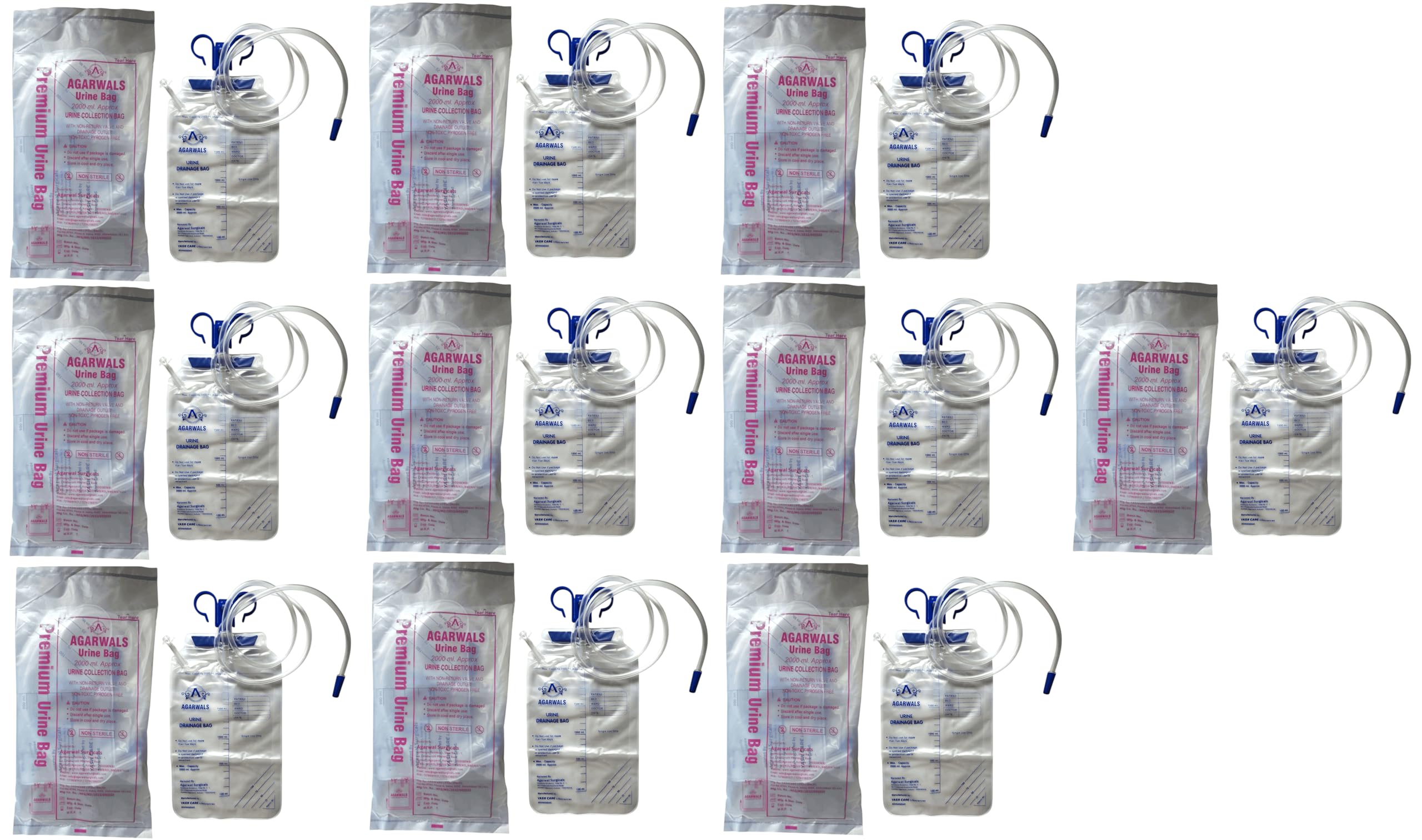 Agarwals Premium UroBag Urine Collecting Bag (2000ml) - (Pack of 10)-image-26