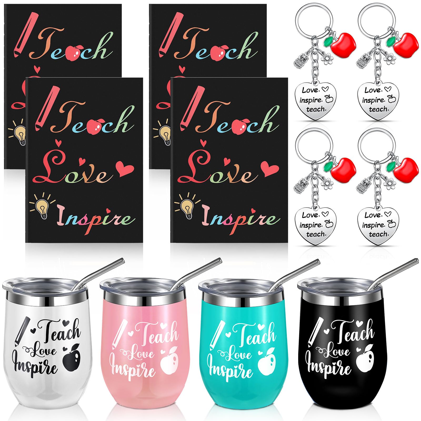 Gobelets à vin 355 ml avec mini journal blocs-notes porte-clés lot de 12 multicolore