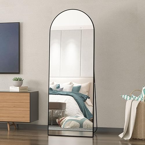 Miniatura 2 de Espejo arqueado de longitud completa de 64 x 21 pulgadas, con soporte, espejo grande de cuerpo completo, para colgar o apoyarse contra la pared