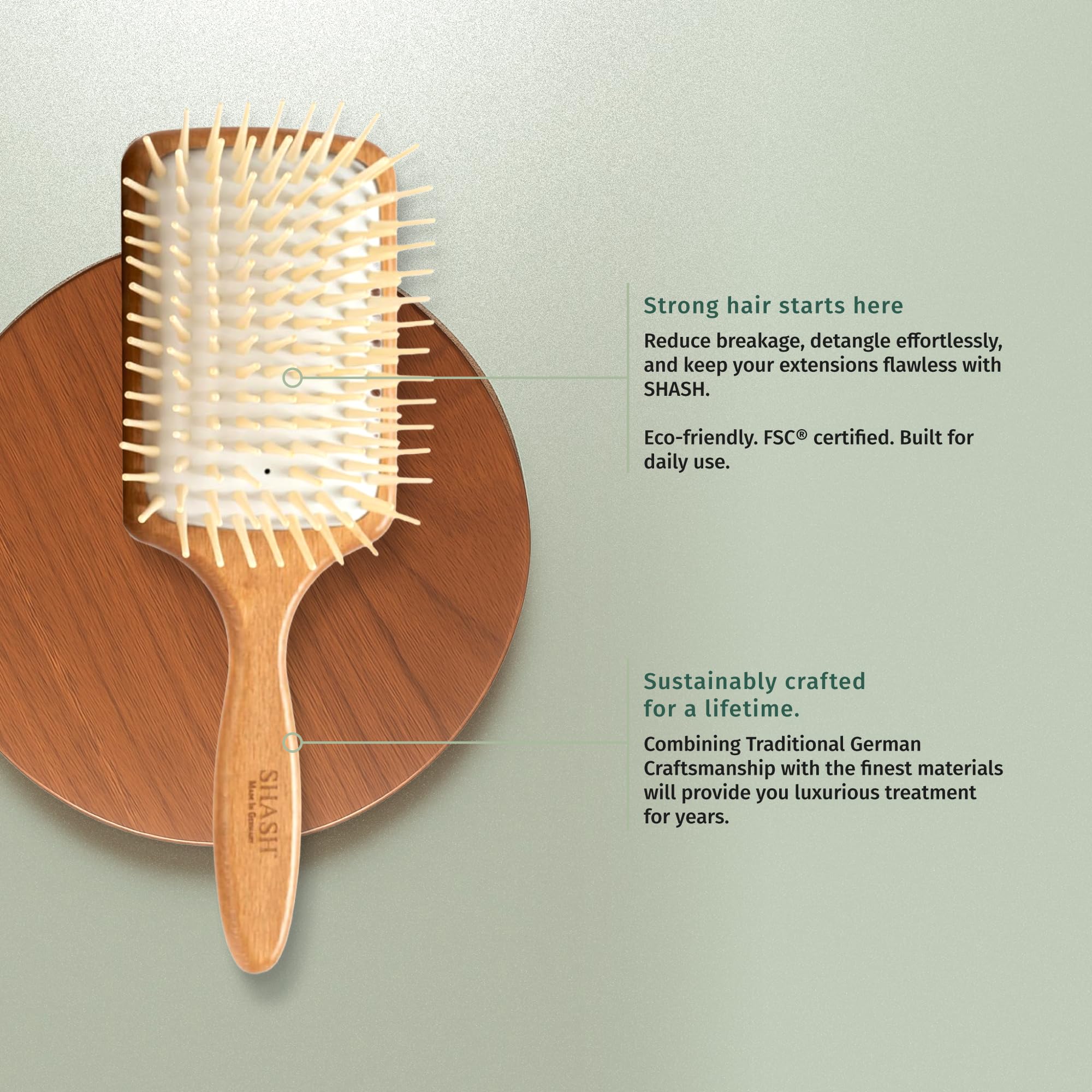 SHASH - Cepillo de pelo para extensiones de cabello, cabello grueso y rizado, desenredante con pasadores largos y cojín de goma, ayuda a desenredar nudos, eliminar el encrespamiento, reducir los