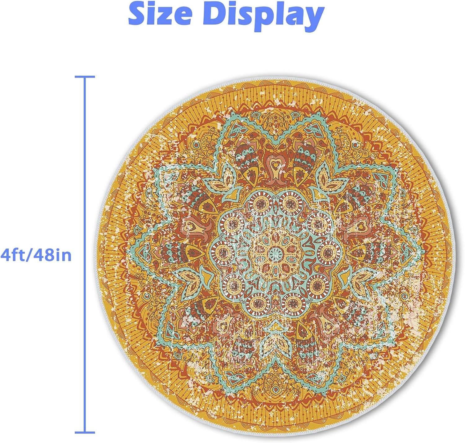 Office Chair Mat for Hardwood Floor, 4ft/48in Round Chair Rugs Floor Protectors, Desk Chair Mat for Rolling Chair, Anti-Slip Computer Chair Mat, Carpet Mats for Home Office(Yellow)