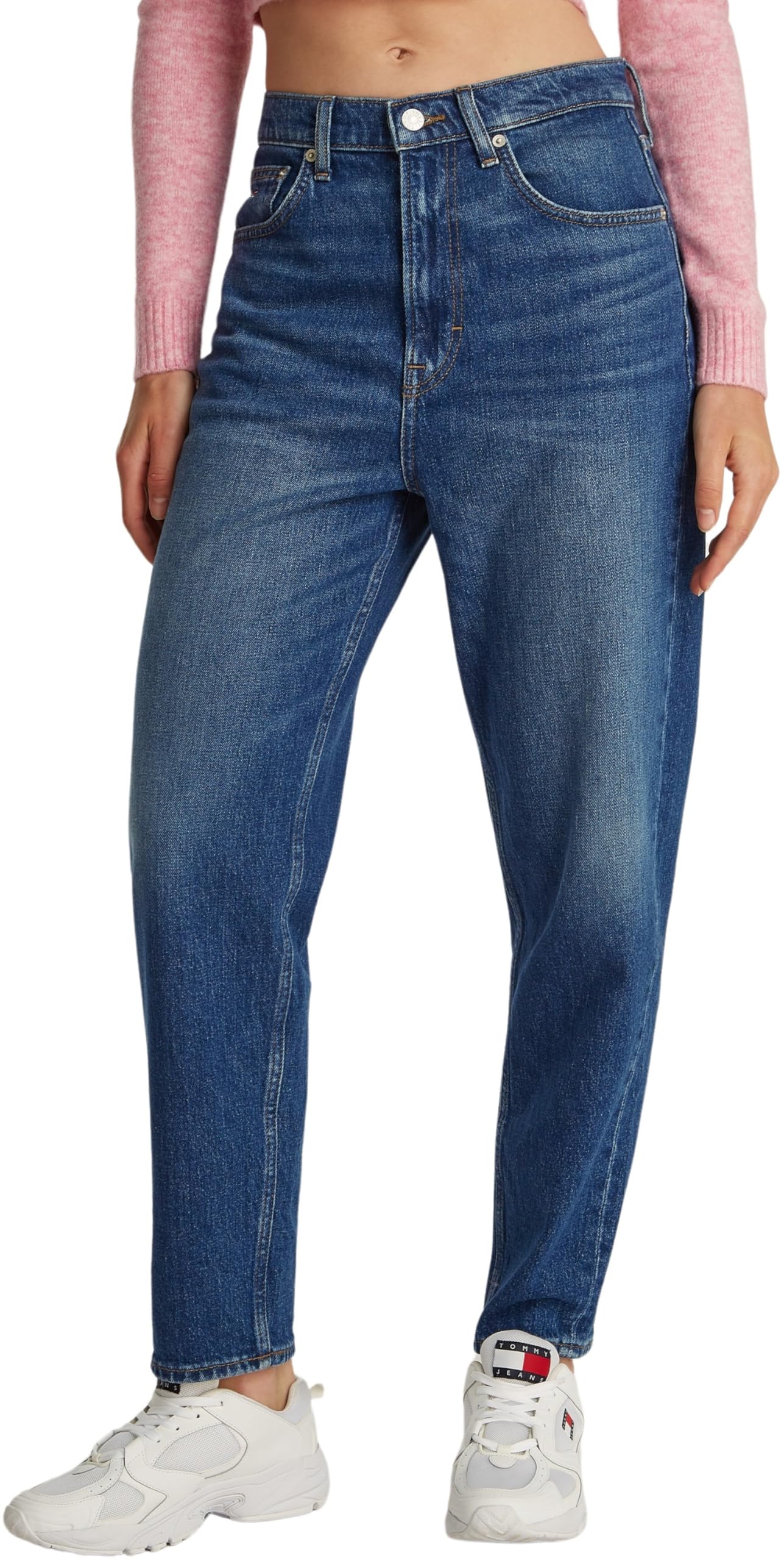 Tommy Jeans Women’s Tapered Fit Mom Jeans, Blue (Denim Dark), 31W/30L