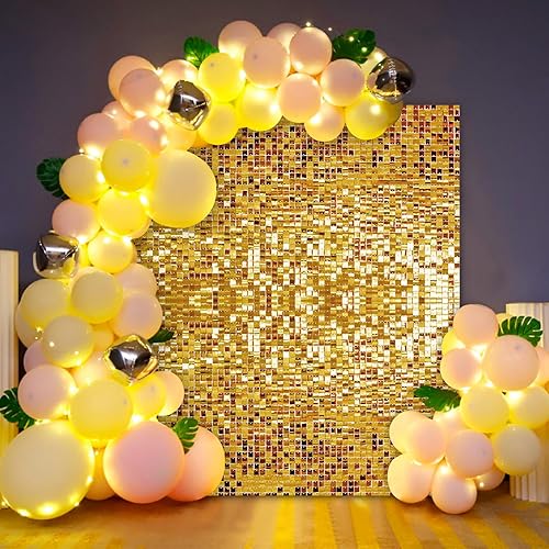 Miniatura 6 de Telón de fondo de pared brillante, 24 paneles de decoración de fondo de lentejuelas, paneles de pared brillantes para cumpleaños, aniversario, boda,
