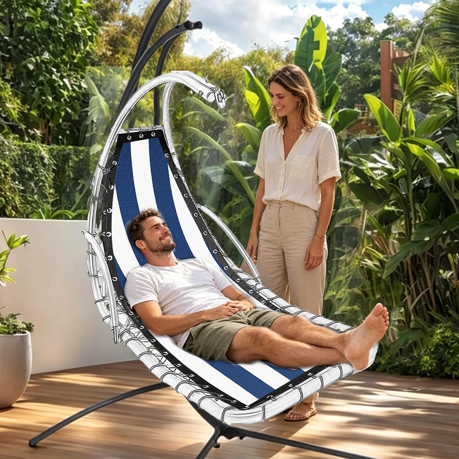 Swing Chair - Pieza de fijación para chaise longue (repuesto para tumbona), para picnic, jardín, patio trasero, exterior, camping