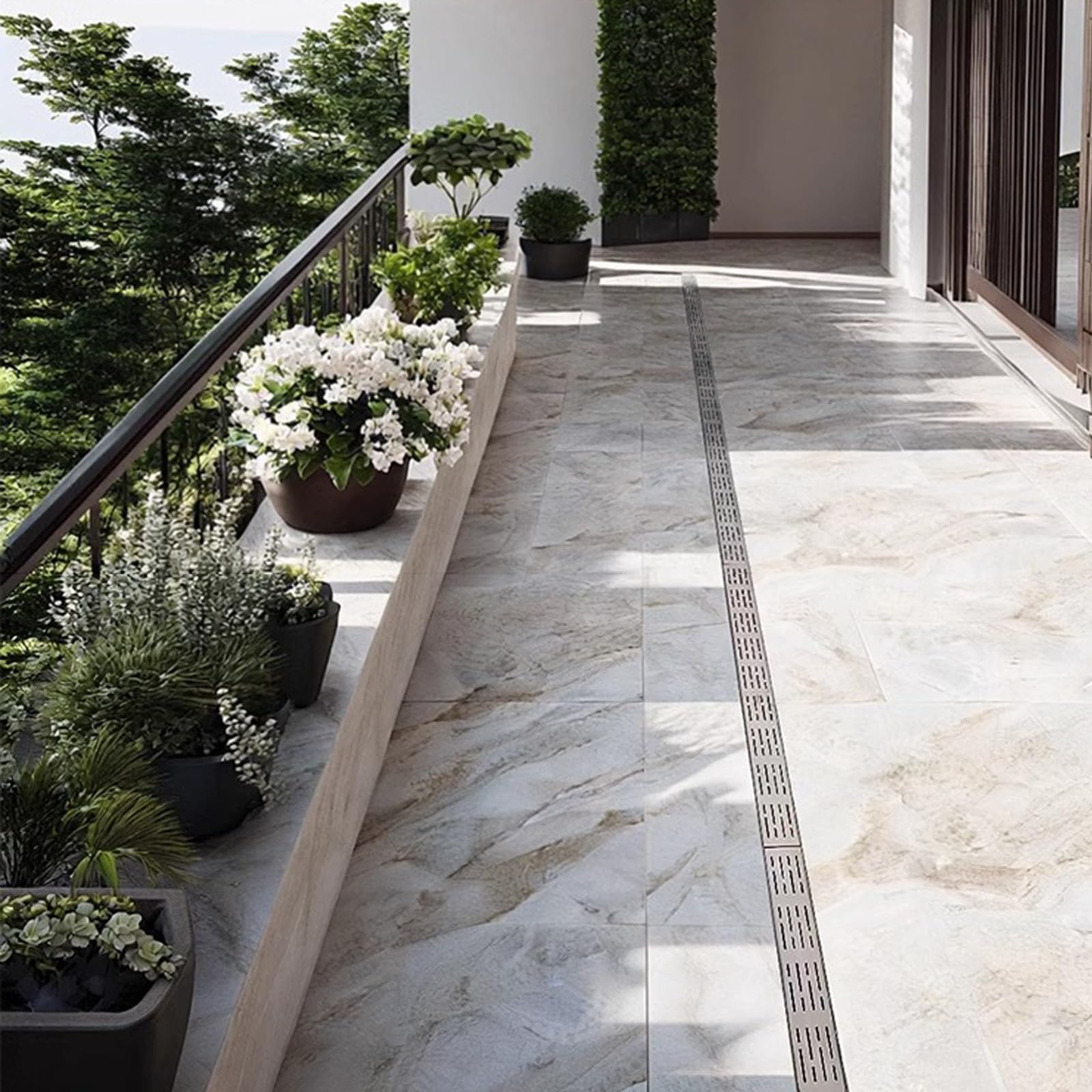 Kit de desagüe de acero inoxidable en forma de U para cocina al aire libre, cubierta de canalón rectangular para patios y patios (1000 x 60 x 50 mm), solución de drenaje duradera y elegante
