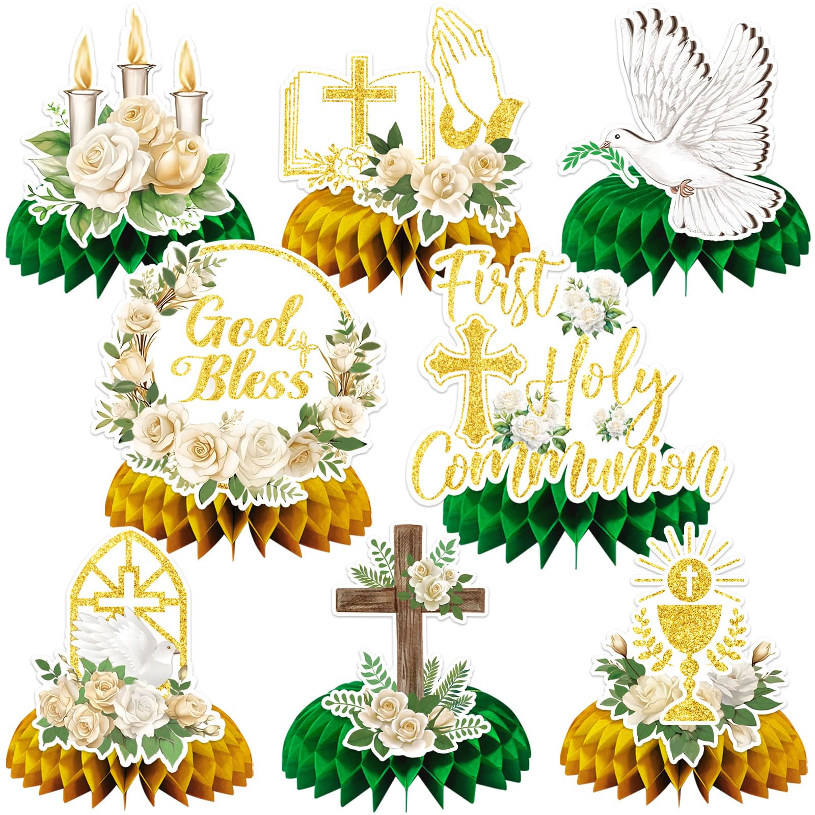 Snapklik.com : JULMELON 8PCS First Communion Decorations Baptism
