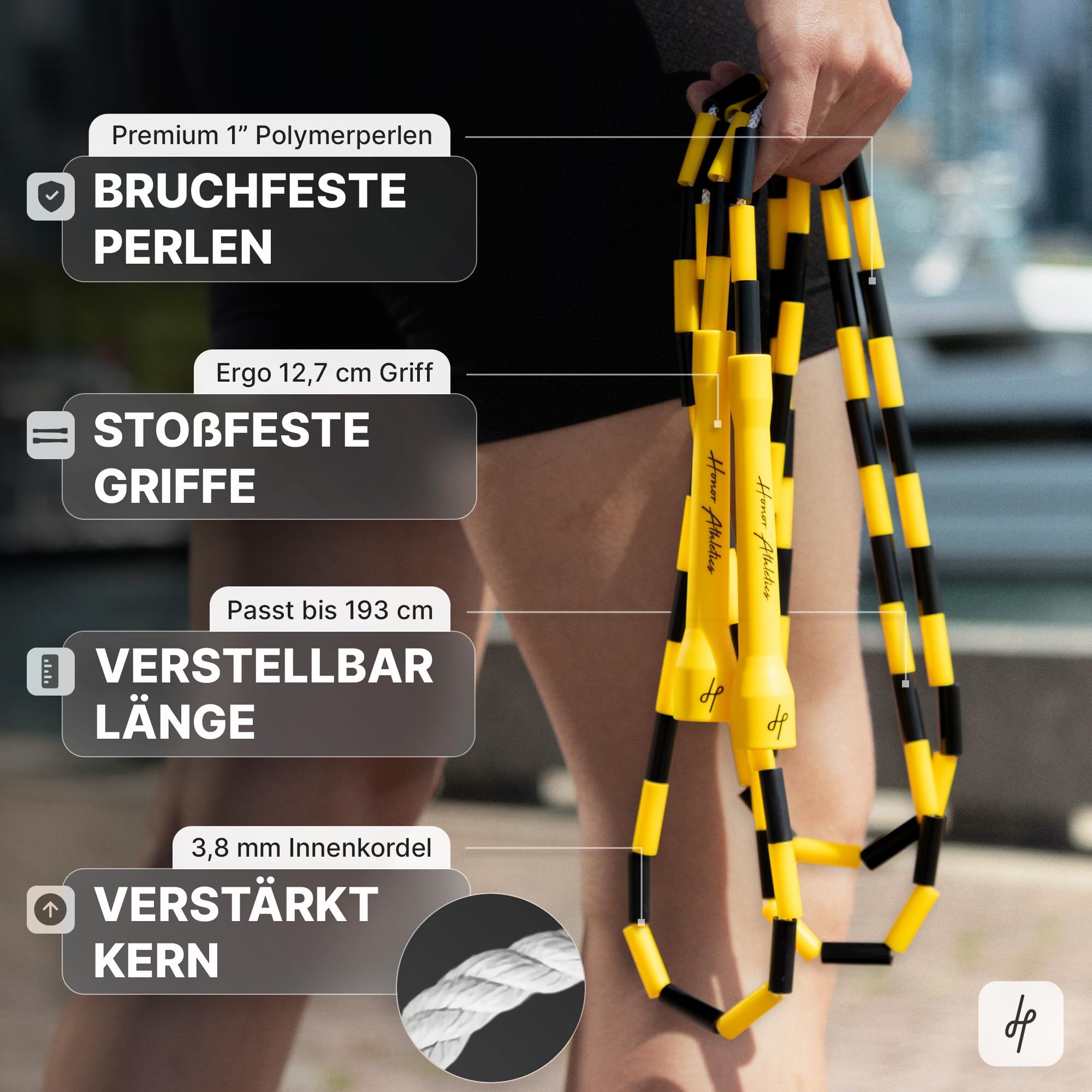 Honor Athletics 2.0 Perlen-Springseil – Verstellbar mit unzerbrechlichen Griffen & bruchsicheren Perlen für effektives Fitnesstraining