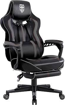 Vonesse Gaming Chair, Computer Office Chair with Footrest,Reclining Gaming Chairs for Adults, Big and Tall Ergonomic Gaming Chair with Lumbar Support Gray/Black
