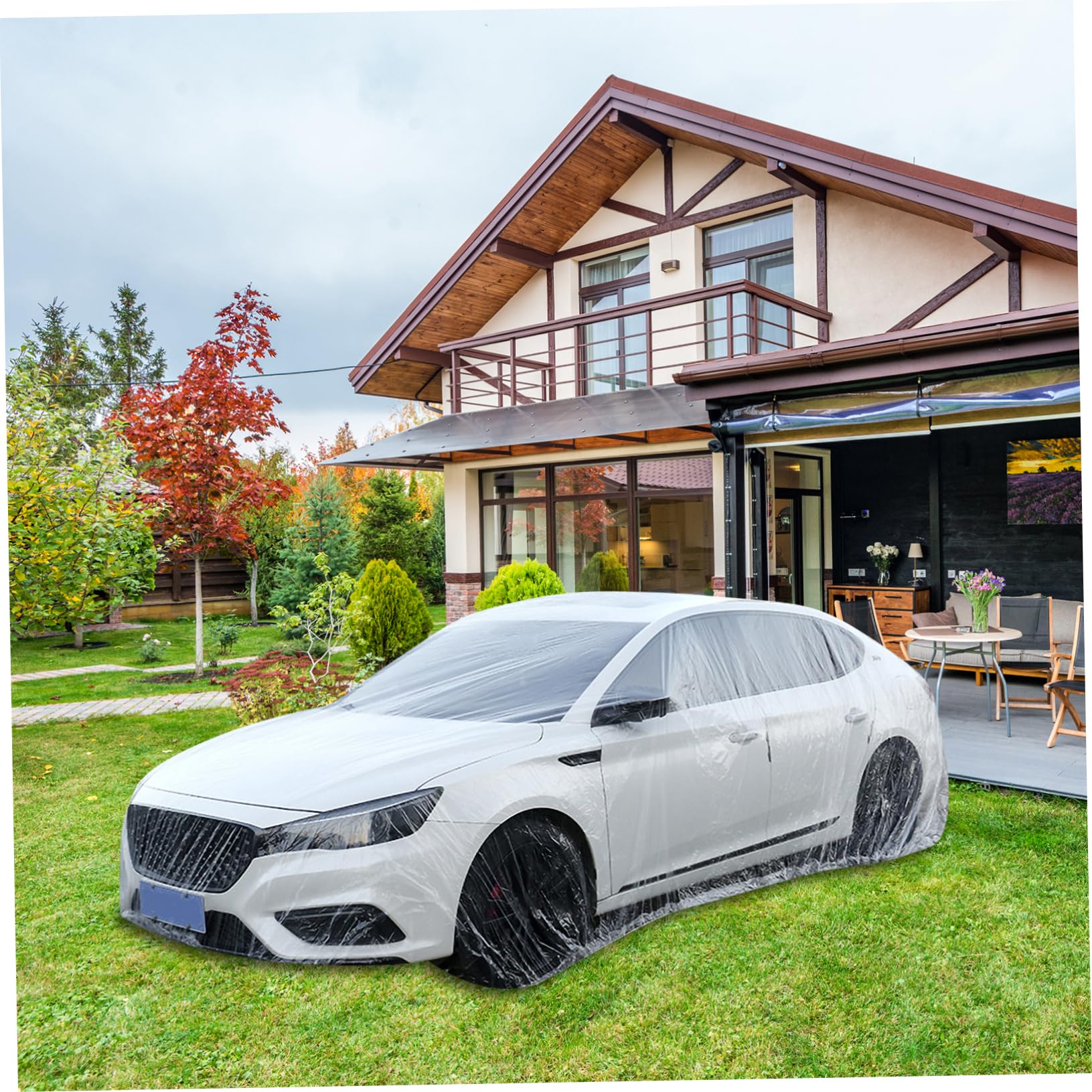 VINTORKY Car Protective Weather Outdoor Vehicle Shield Fit Pe Car Cover for Rain Dust Uv — view 4