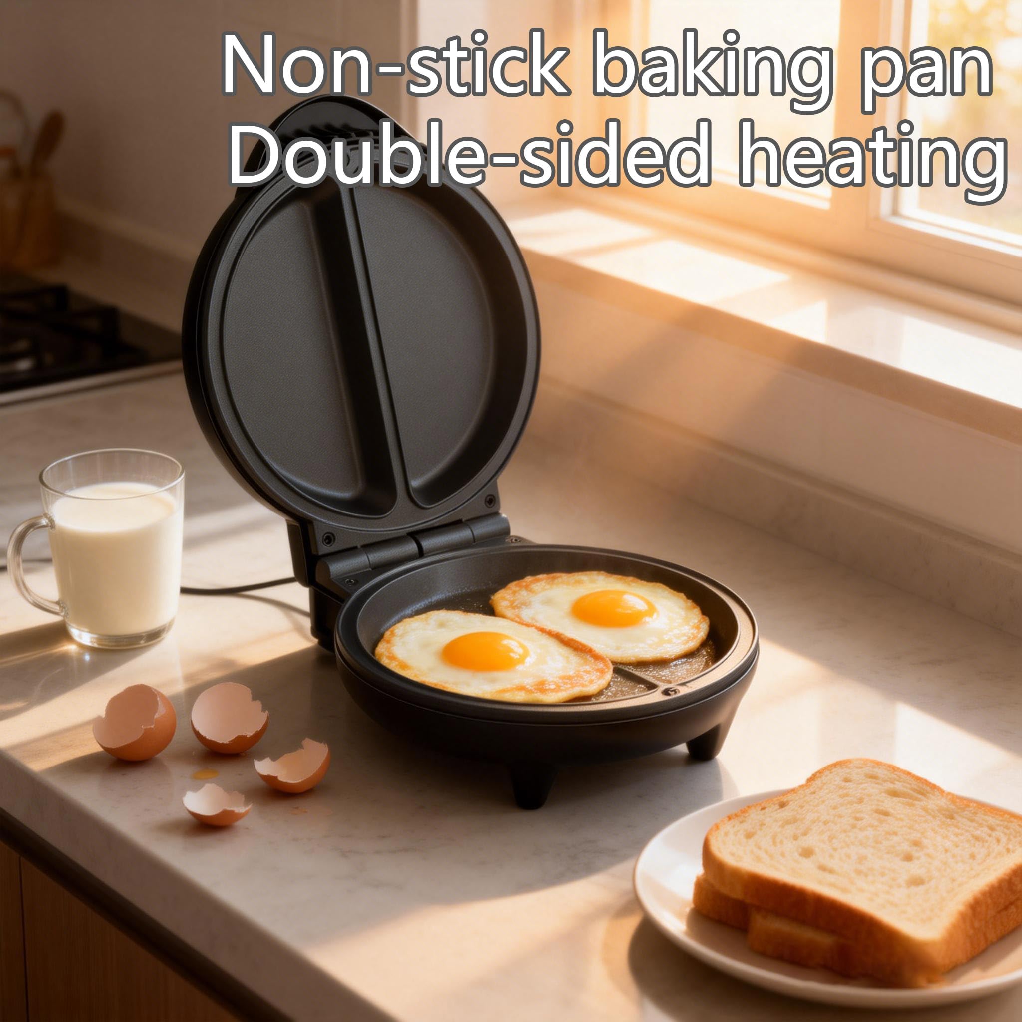 Máquina eléctrica de tortillas, plancha antiadherente de doble zona con placas profundas, tortilla doble abatible y máquina para hacer panqueques para cocinar en casa