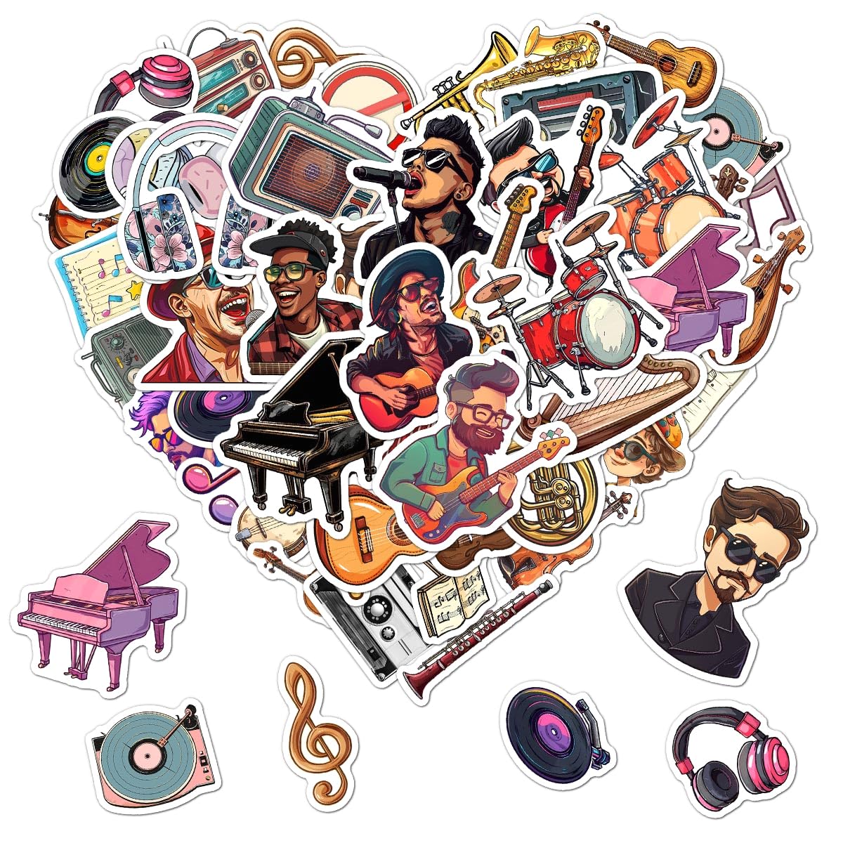 Pack 50 Pcs Cute Music Note Stickers for Water Bottles Funny Laptop Luggage Computer Cups Scrapbooking Kids Teens Girls Boys Adults Aesthetic