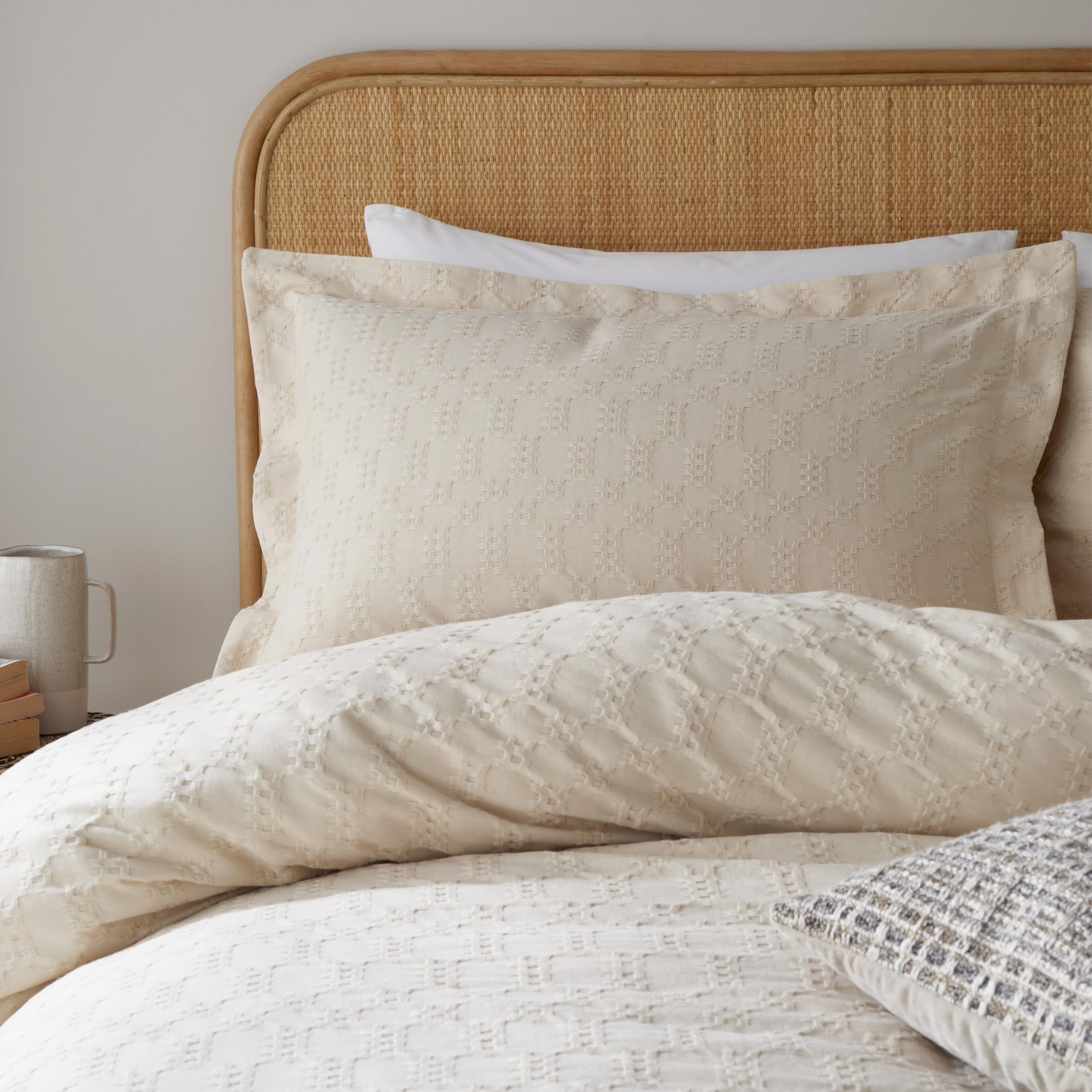 Bianca180 Thread Count Waffle Cotton Circle Oxford Pillowcase Pair Natural