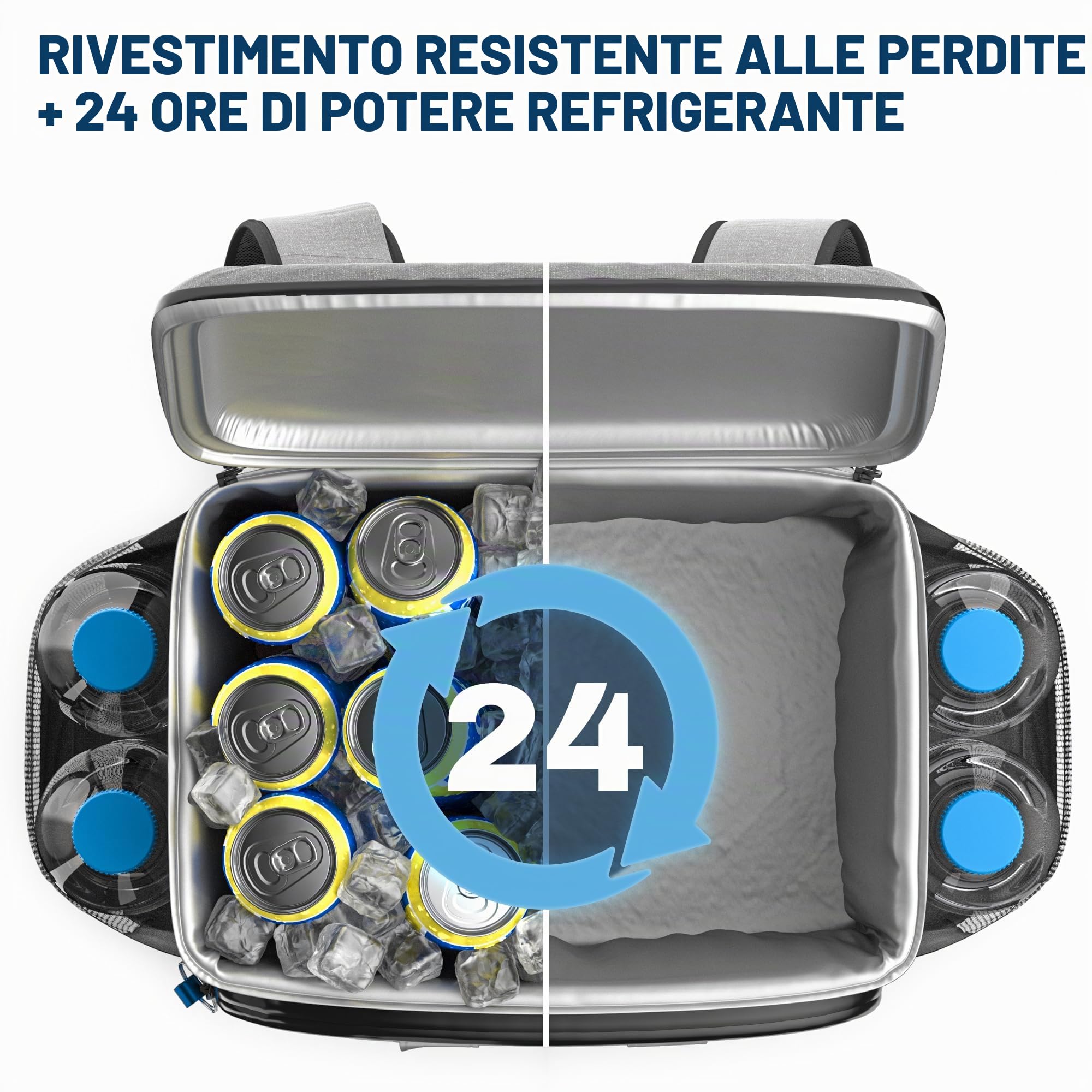 Everlasting Comfort Borsa termica con portabottiglie, Grande zaino termico ideale come borsa frigo da picnic, Zaino frigo a prova di perdite