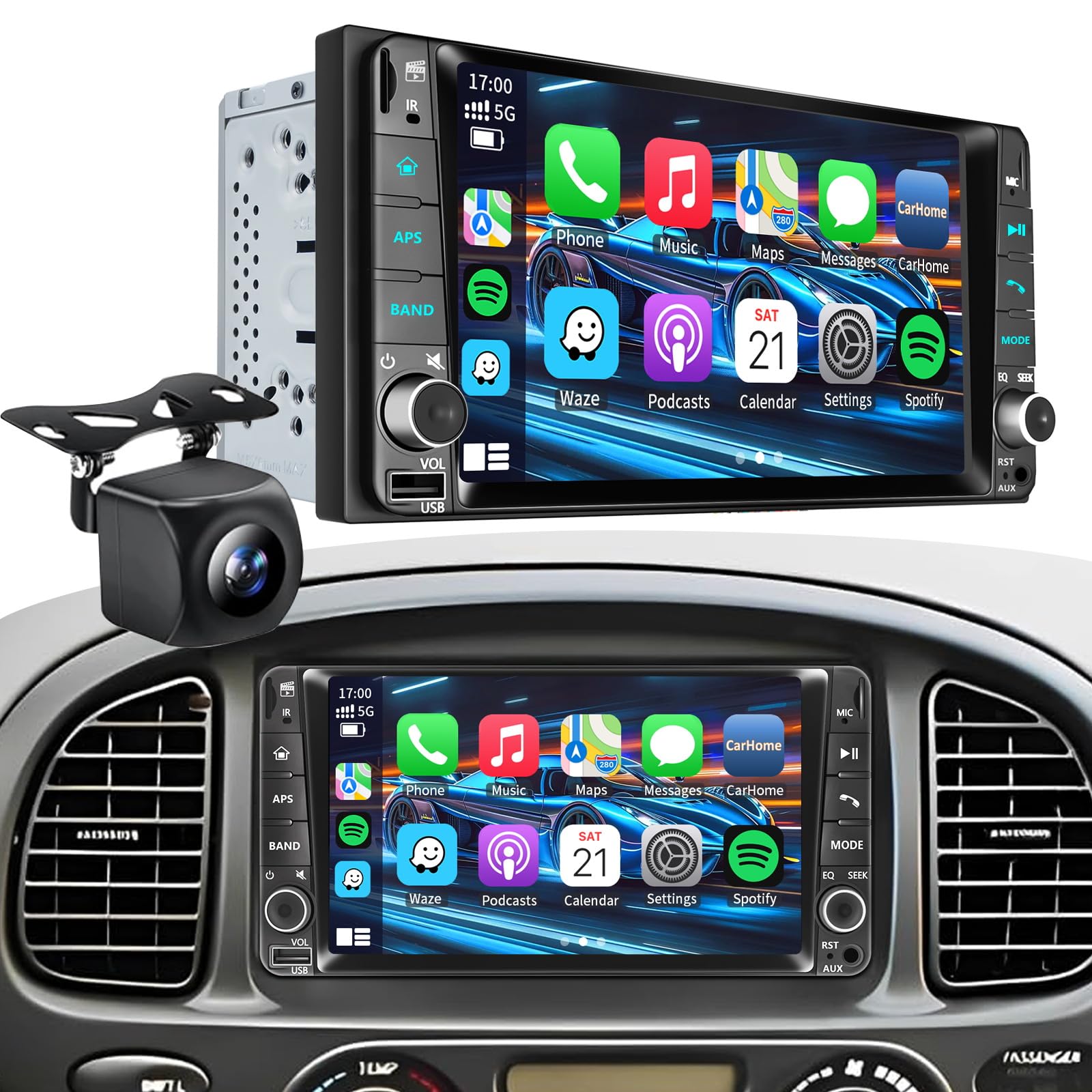 Photo 1 of Plug&Play Car Radio for Toyota 4Runner 2003-2009,for Tundra 2003-2006, for Sequoia 2003-2007?7 Inch IPS Touch Screen with Wireless CarPlay&Android Auto&Mirror Link Bluetooth AM/FM Backup Camera