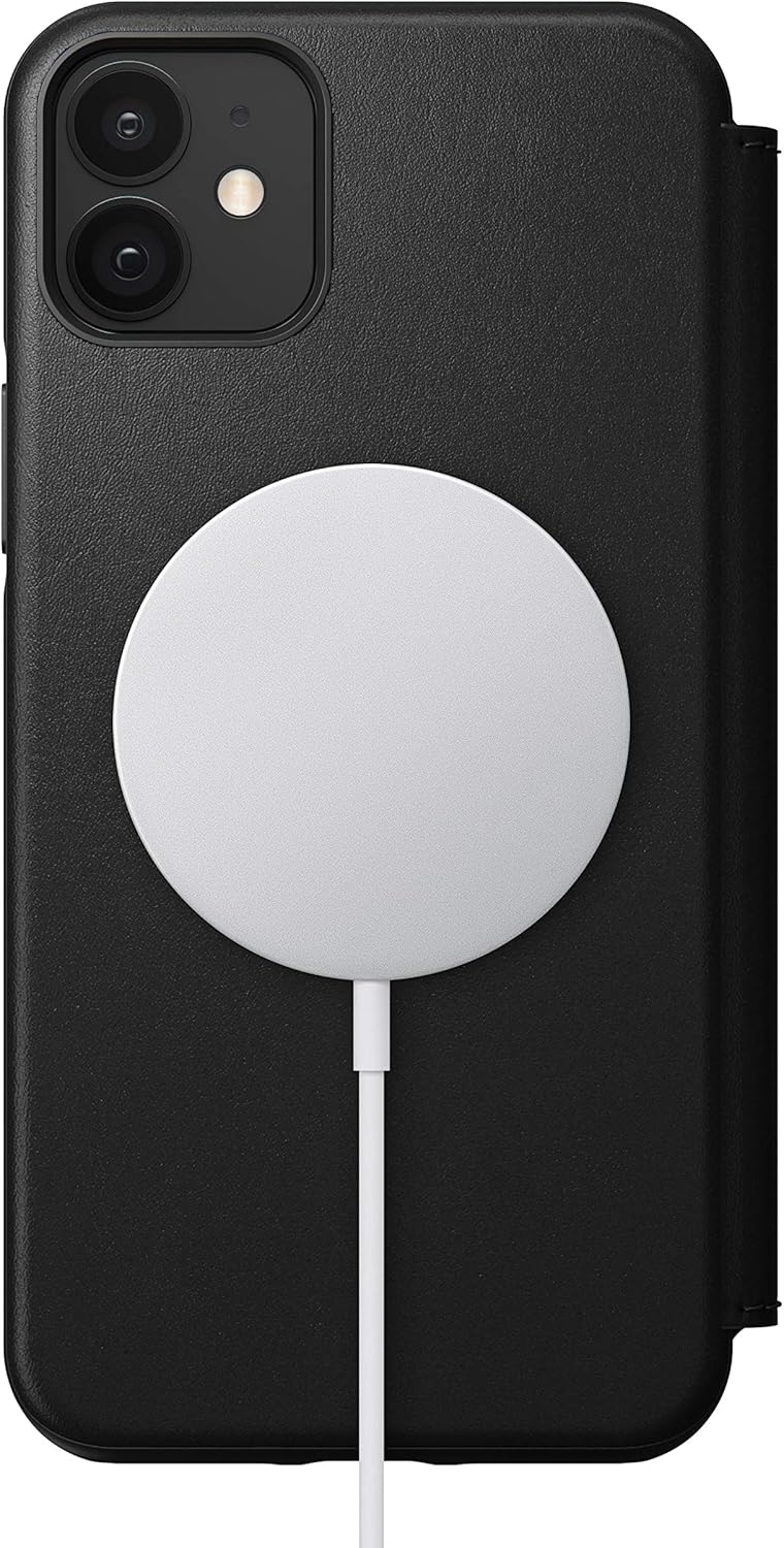 Nomad Rugged Folio Wallet Phone Case for iPhone 12 Pro - MagSafe Compatible, 10ft. Drop Protection, Horween Leather - Black - Image 7