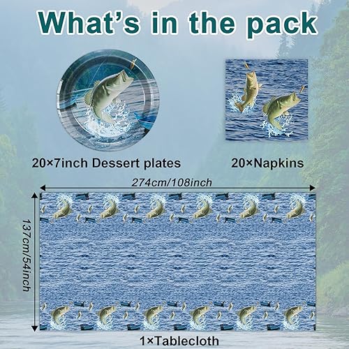 Miniatura 2 de Decoraciones de fiesta de pesca Gone Fishing Juego de vajilla de pesca Platos de pesca cubiertos desechables para mesa Vajilla de pesca para True