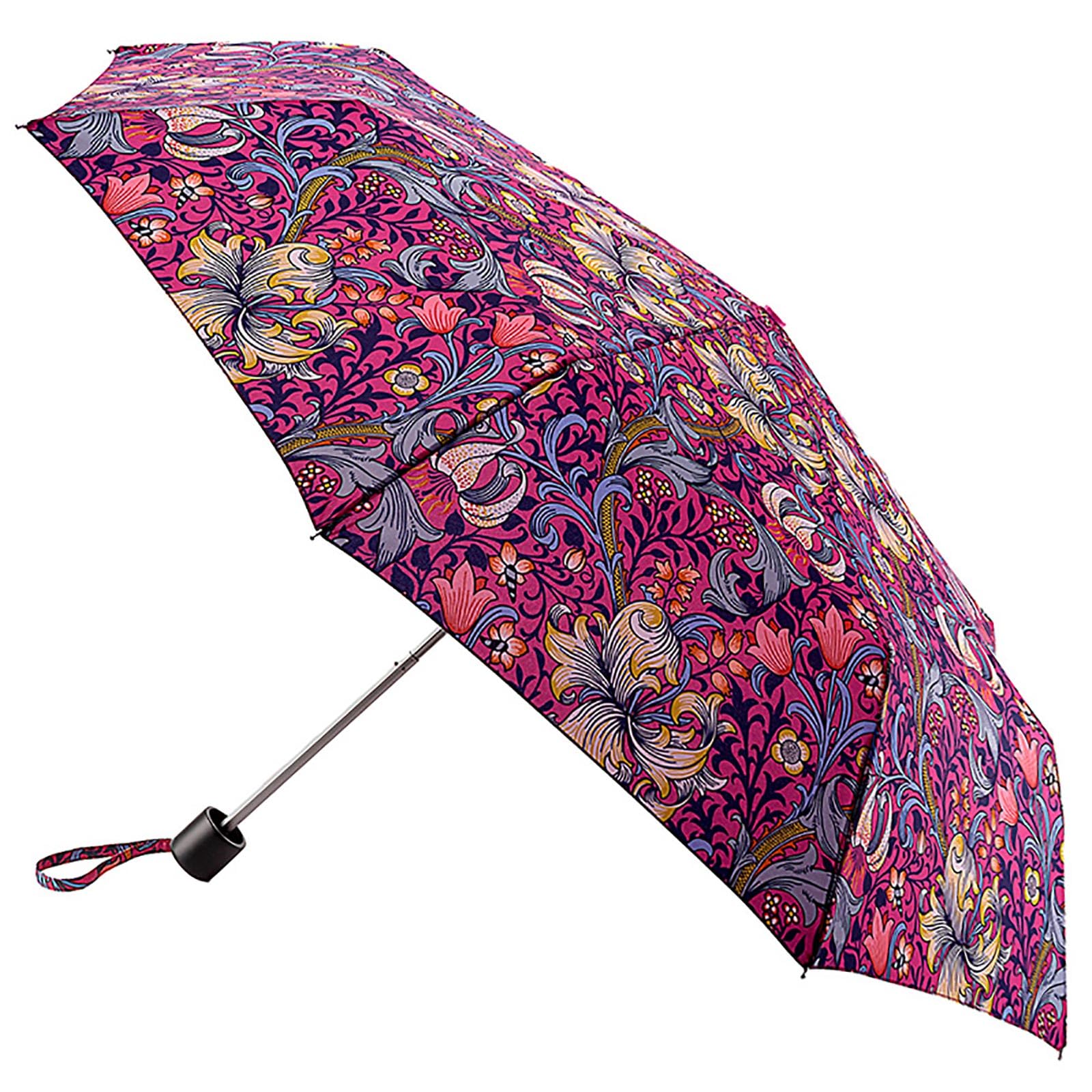 Fulton Morris & Co Minilite - Paraguas con estampado de lirio dorado rosa, multicolor, Talla única