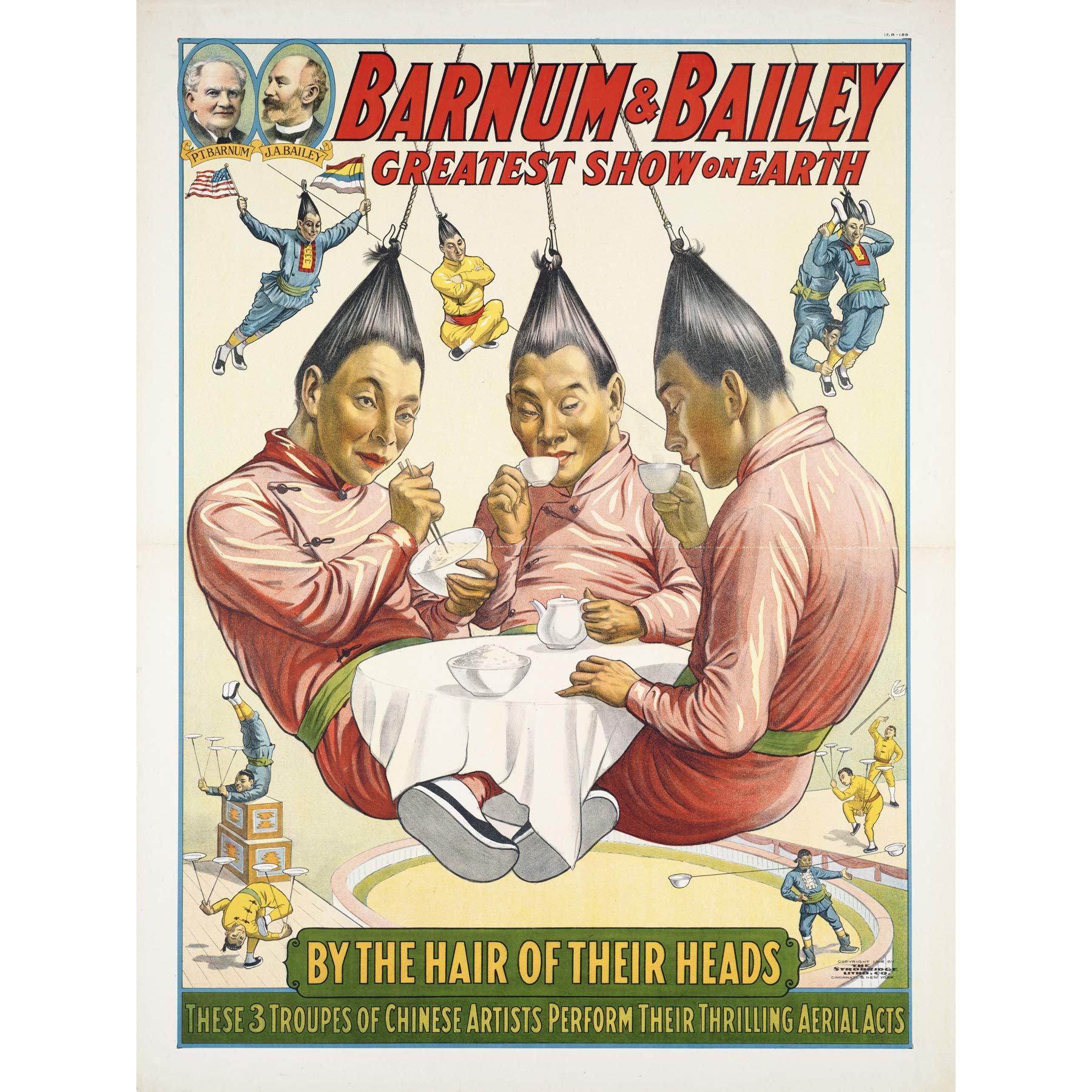 Strobridge Barnum Bailey Circus Aerialists Advert Large Wall Art Print Canvas Premium Mural