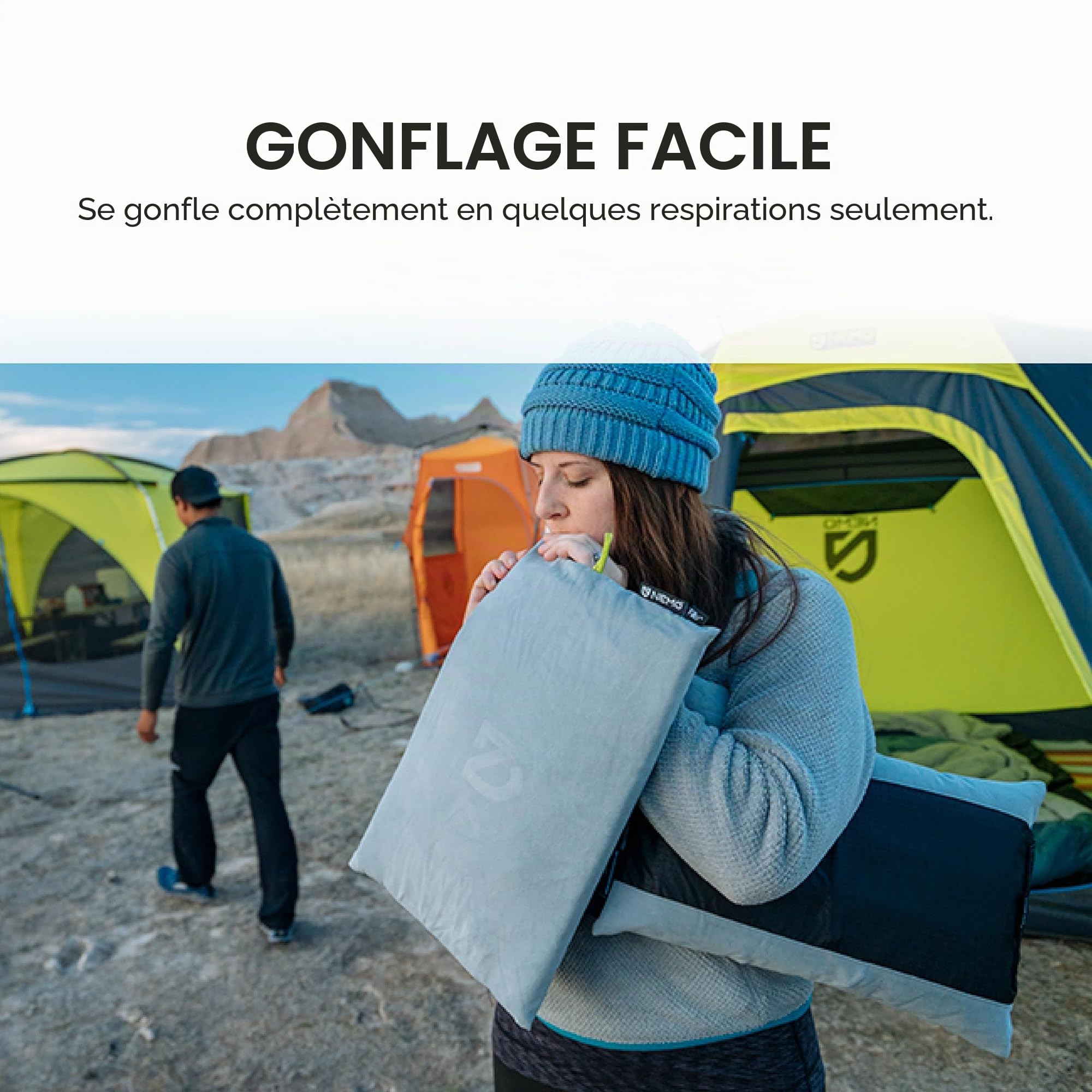 Nemo Fillo Elite Oreiller Gonflable Ultra léger pour Voyage, randonnée et Camping, Mangue/Citron