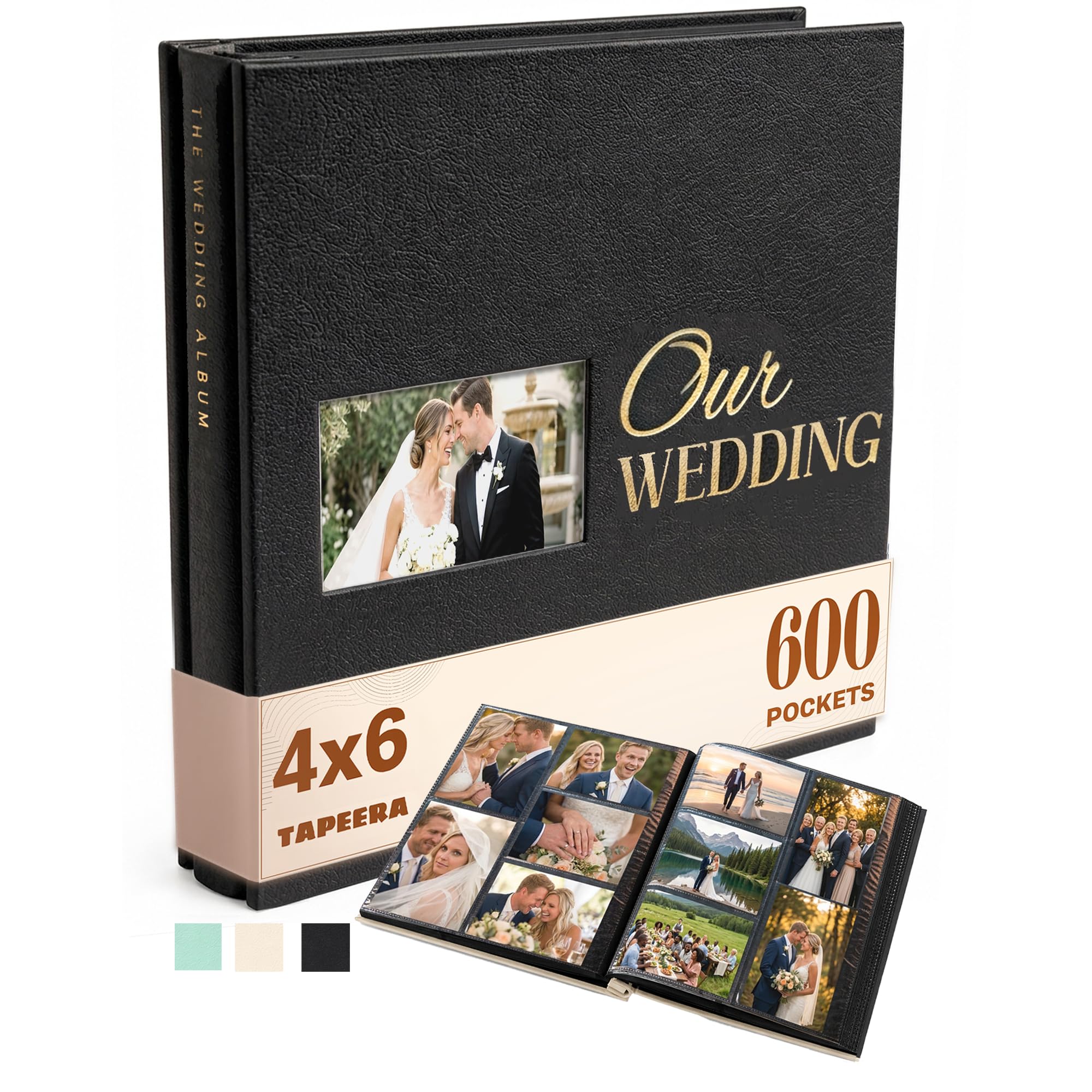 Hardcover Wedding Photo Album 6x4 with 600 Pockets Anniversary Memory Book