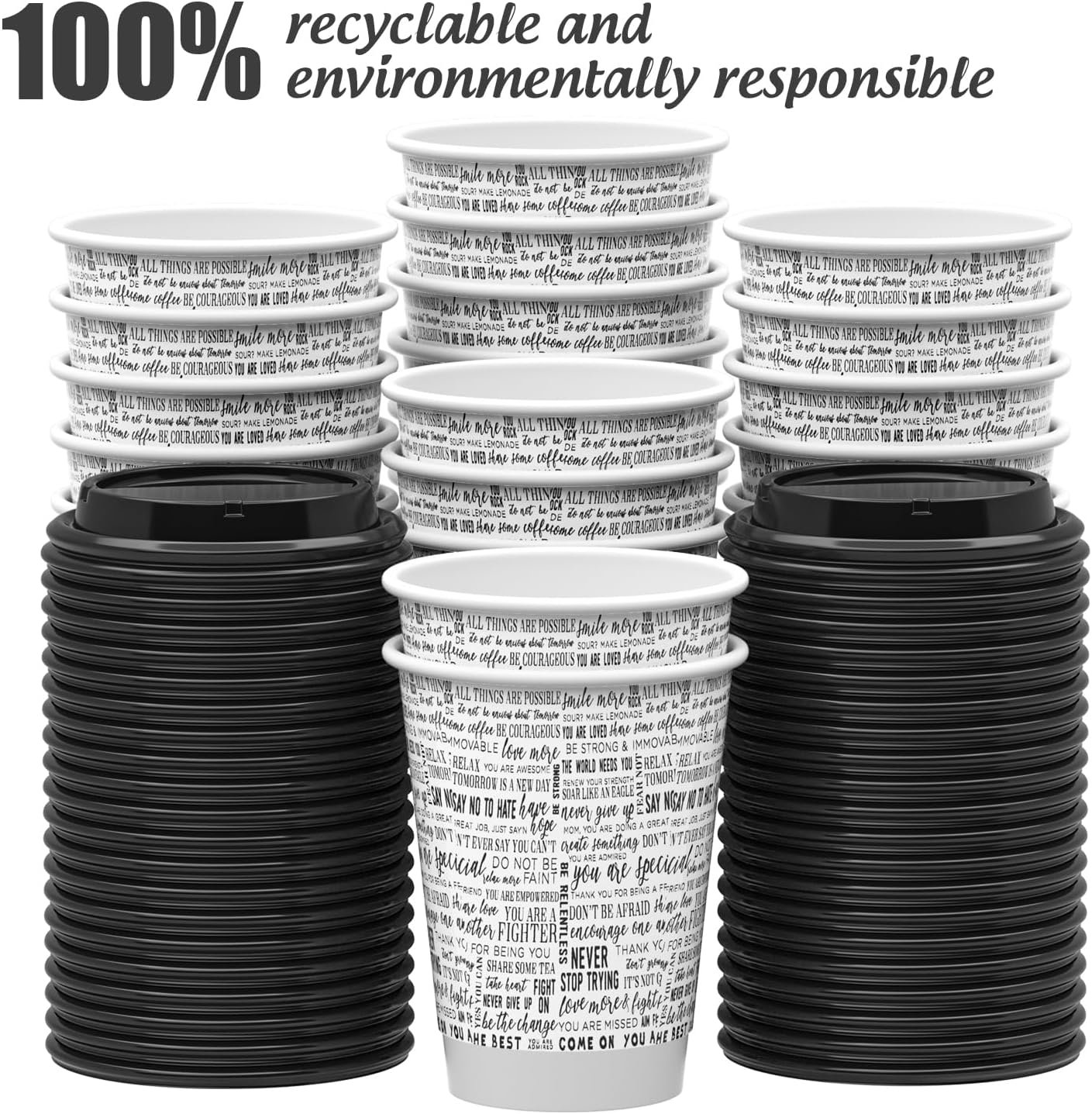 SPRINGPACK Disposable Paper Coffee Cups with Lids, 100 pack 12 oz Double Wall Paper Cups, Insulated Takeaway To Go Hot Drinking Cups for Home Office Travel Wedding Party Supply - Image 7