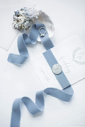 Miniatura 80 de Dark green 1 inch wide 5 yds frayed edges handmade cotton ribbon hand dyed for Rustic wedding invitation ties favors gift wrapping Party decor bows