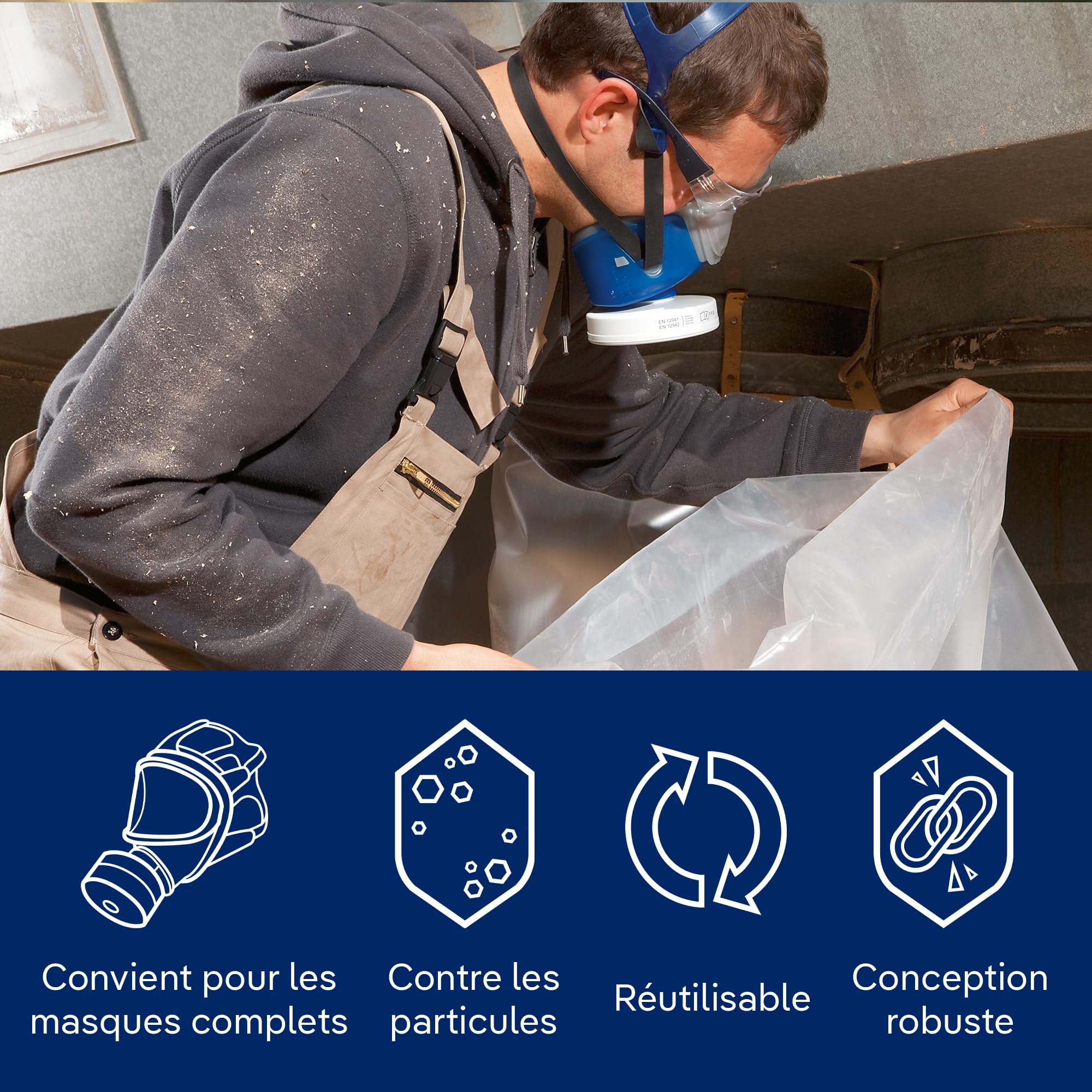 Dräger X-plore® Rd40 Filtre à particules P3 R | 1 Filtre avec raccord fileté standard Rd40 | Filtre de rechange pour masque de protection mono-filtre | Certifié EN 148