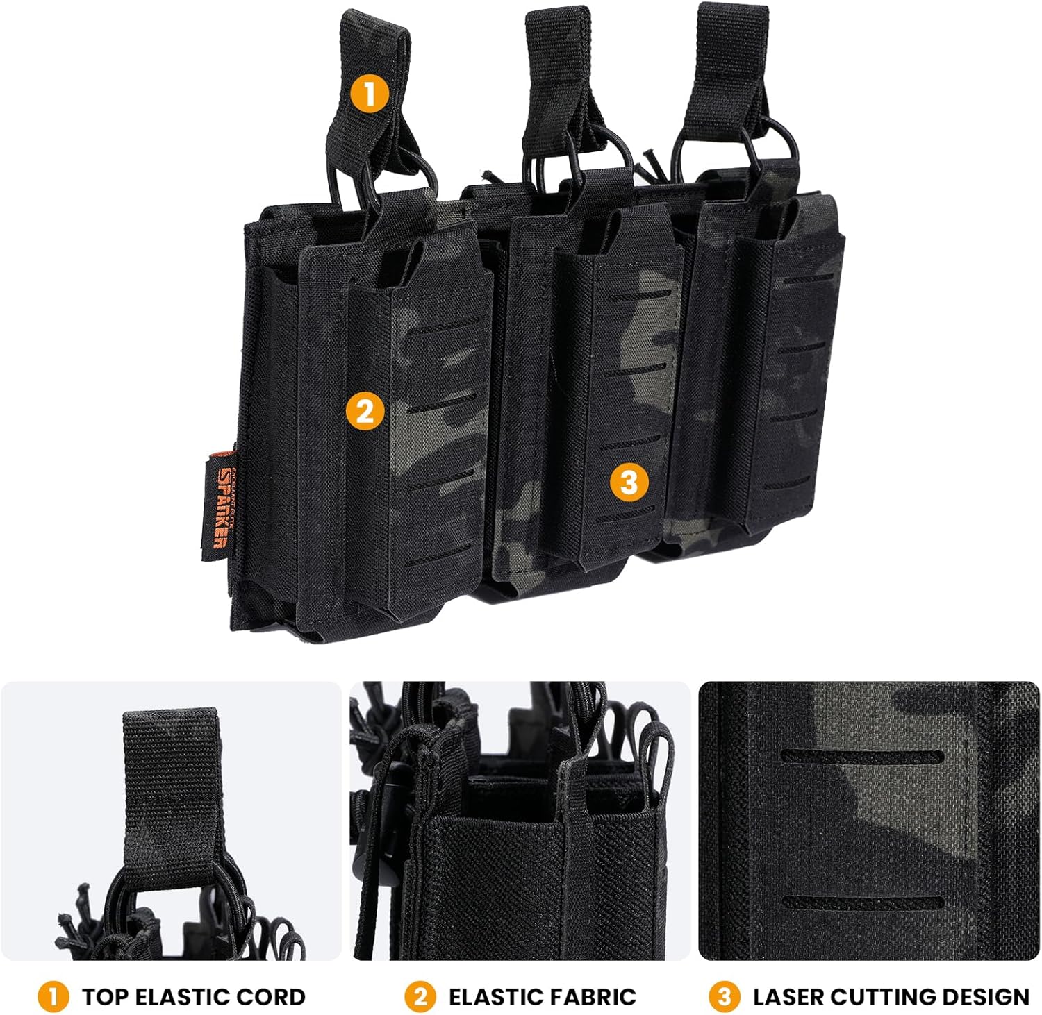 EXCELLENT ELITE SPANKER Tactical Open-Top Single/Double/Triple Molle Mag Pouch for Pistol Mag Pouch Tactical Bag Accessories Holder