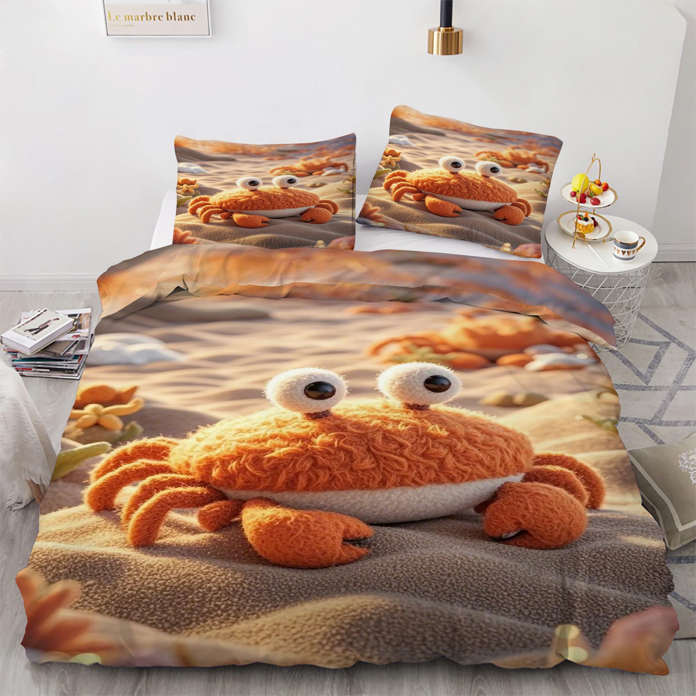 Parure de lit crabe 90x190 microfibre finie la corvée de repassage avec cette housse