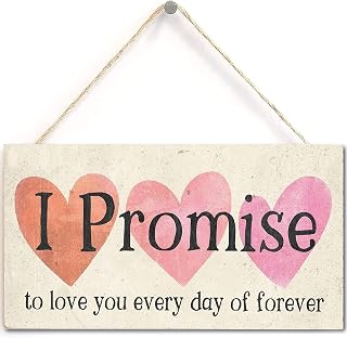 I Promise to Love You Every Day of Forever Romantic Wedding Wood Sign Plaque with Sayings 12" X 6" (Navy-12)