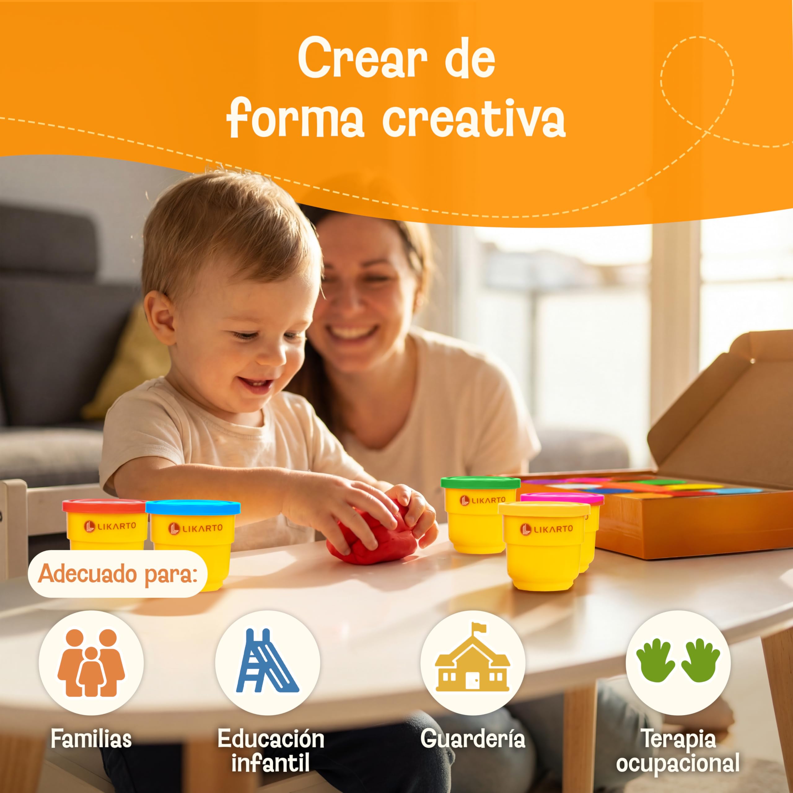 LIKARTO Set de plastilina Vegana para niños a Partir de 1 año – [10 Colores, 5 Herramientas, 10 Instrucciones de Modelado] – Plastilina Extra Suave y no tóxica – Juguete Creativo para niñas y niños — view 6