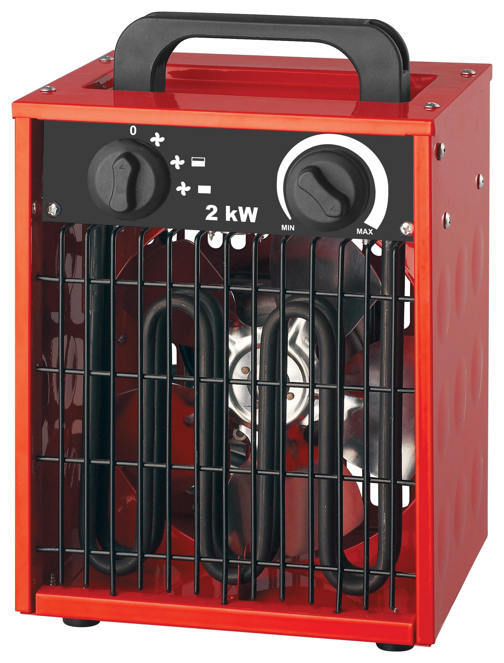 SHX Industrial Fan Heater 2000W SHX308HEAT2022-2000 Watt, Stainless Steel Heating Element, 3 Operating Modes, Splashproof, Adjustable, Thermostat, Overheating Protection, Carry Handle, Red/Black