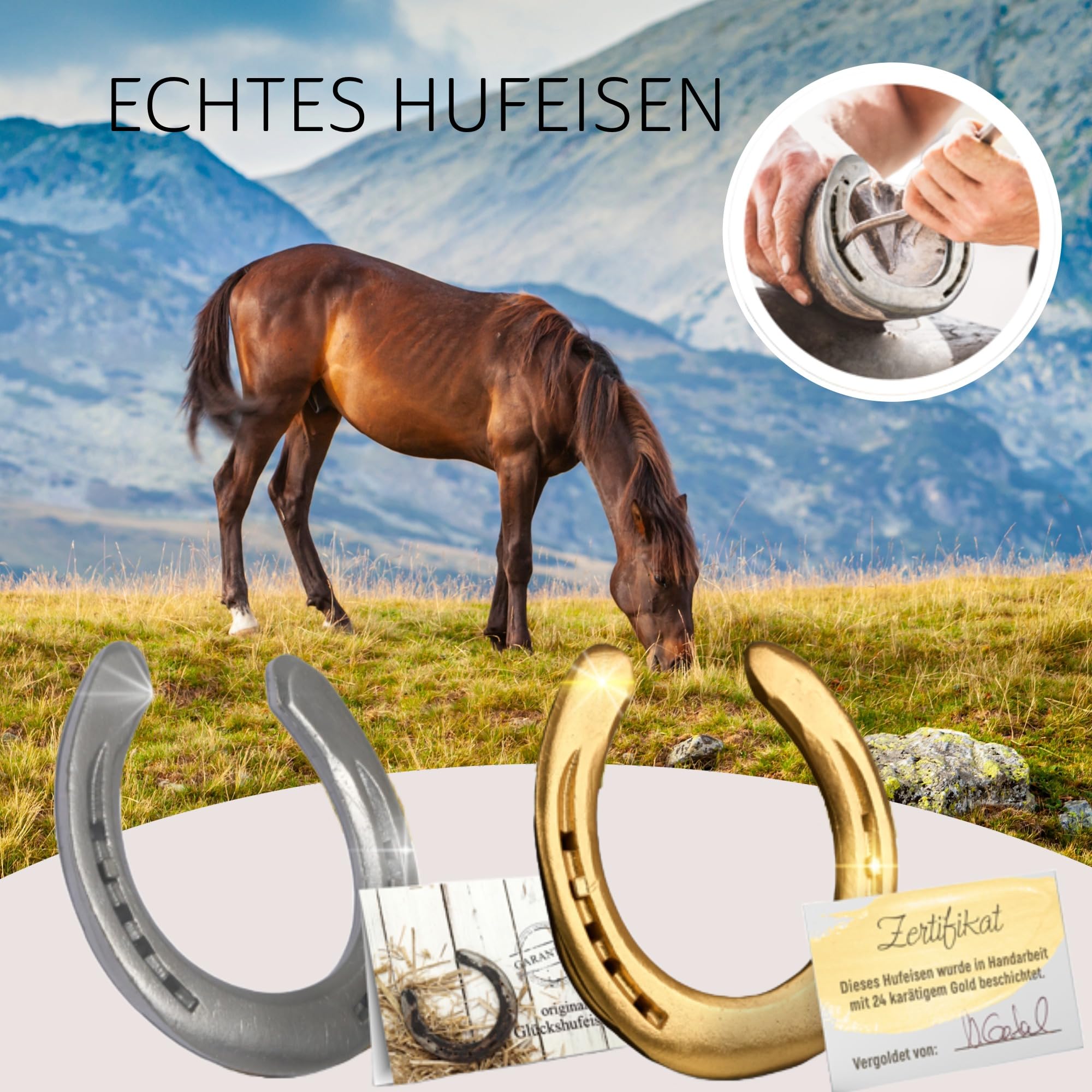 Glückshufeisen Holz, Eiserne Hochzeit 65 Jahre, personalisiert