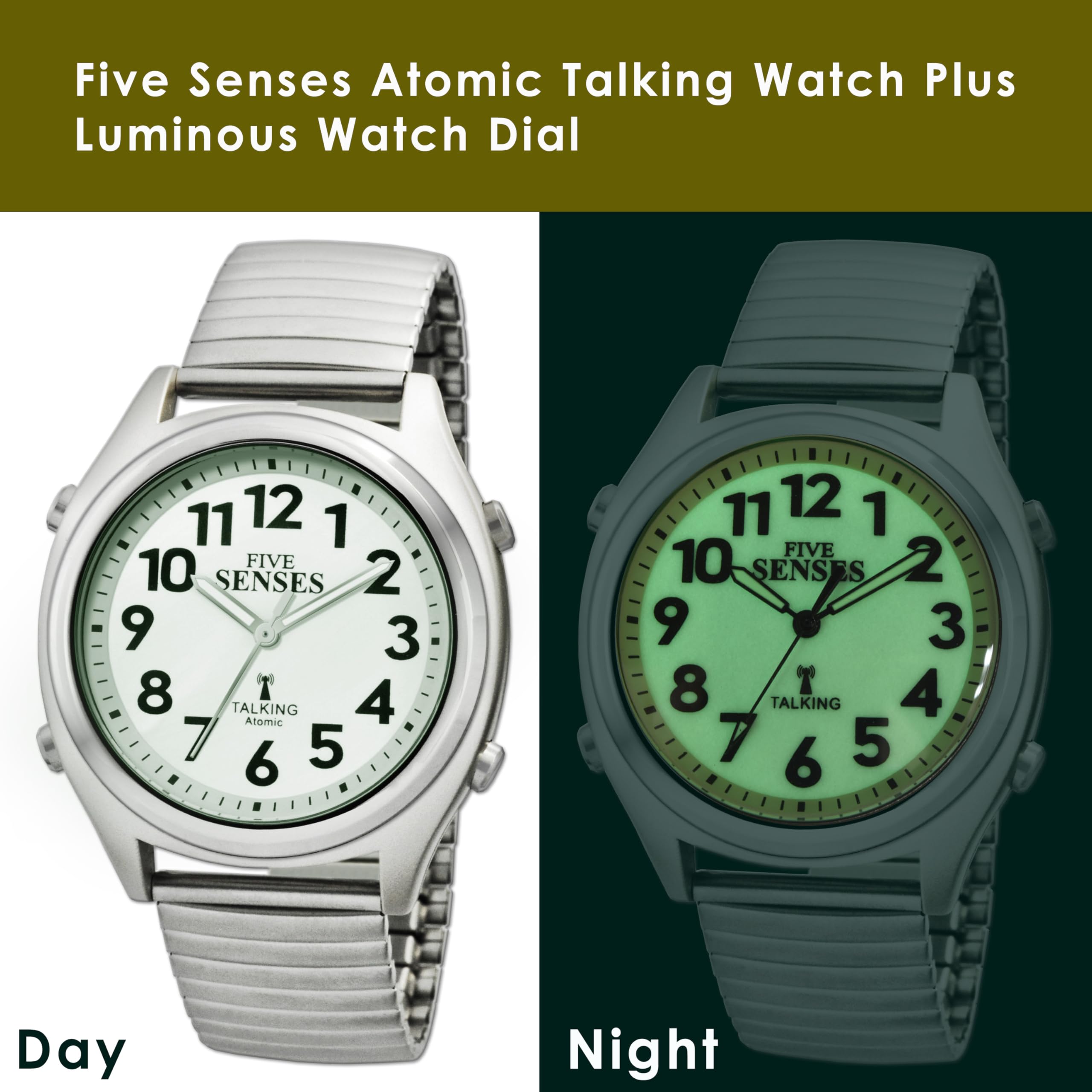 Five Senses Atomic - Orologio parlante per anziani, con allarme sonoro, ideale per uomini e donne con problemi di vista, quadrante grande con funzione di conversazione