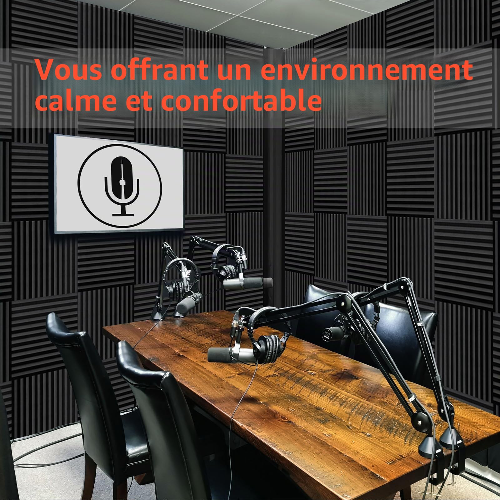 WELSTIK Lot de 36 panneaux acoustiques en mousse – Panneaux muraux insonorisants pour réduction du bruit et élimination de l'écho – Panneaux insonorisants faciles à décoller et à coller pour studio à